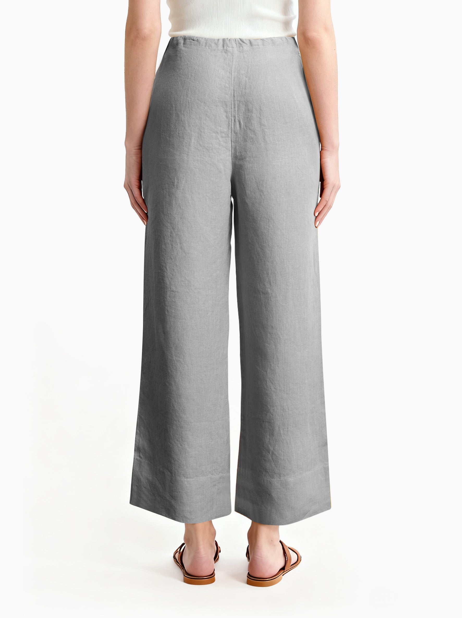 Light Grey 100% Organic Linen Long Pants-Victory Symbol