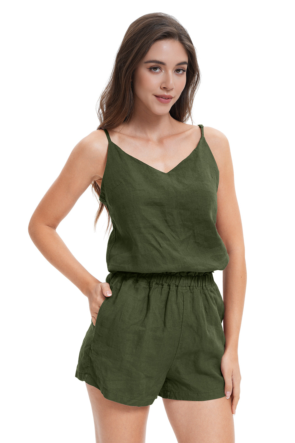 Light Olive Women's Linen Camisole-Victory Symbol