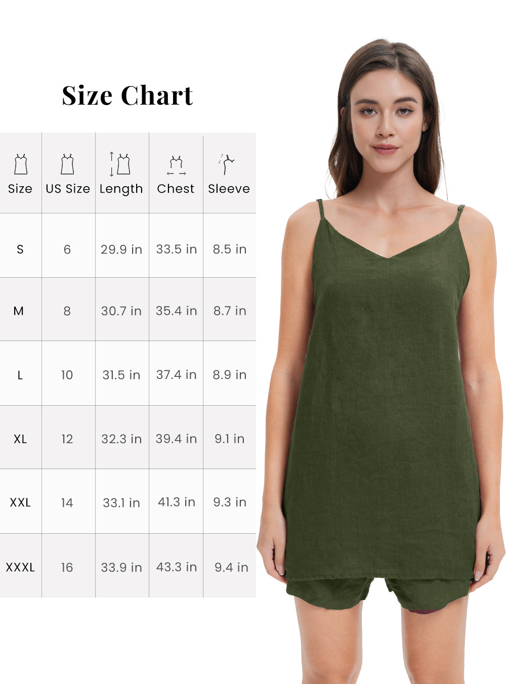 Light Olive Women's Linen Camisole-Victory Symbol
