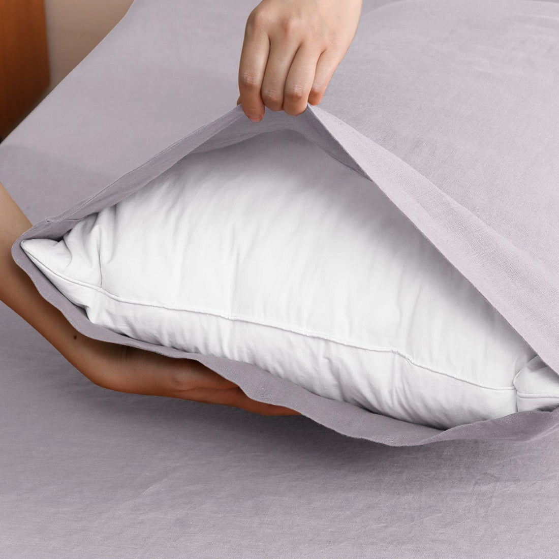 Lilac Haze 100% Organic Linen Pillowcases-Victory Symbol