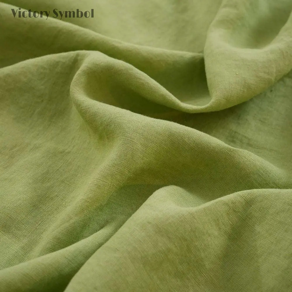 Lime Green 100% Organic Linen Sheets Set - Victory Symbol