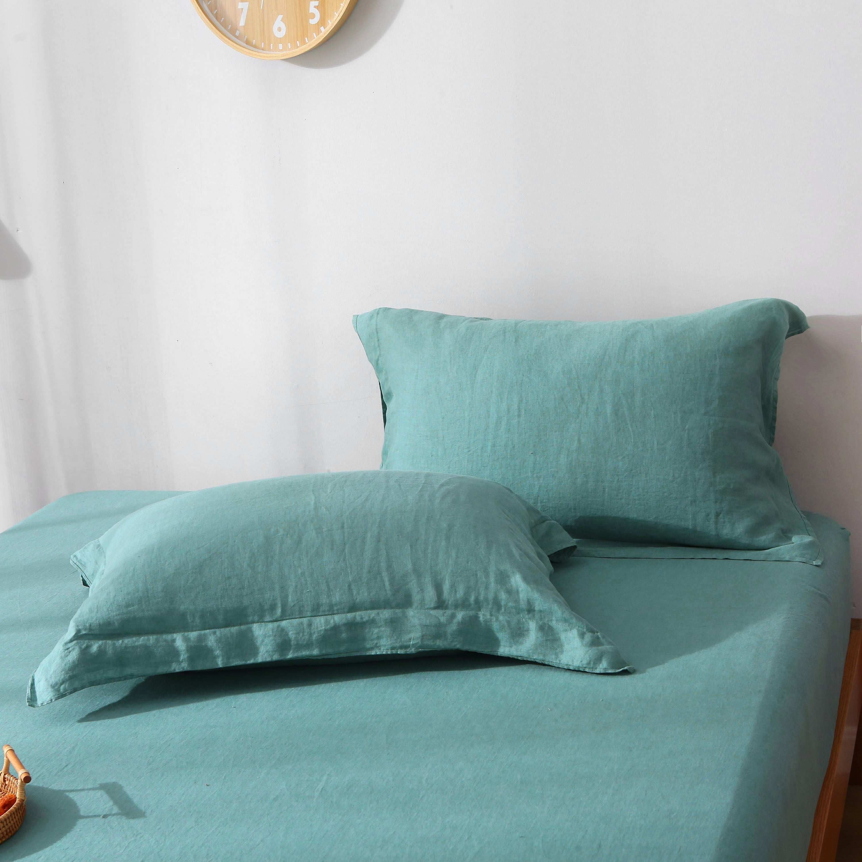 Malachite Green 100% Organic Linen Pillowcases-victory symbol