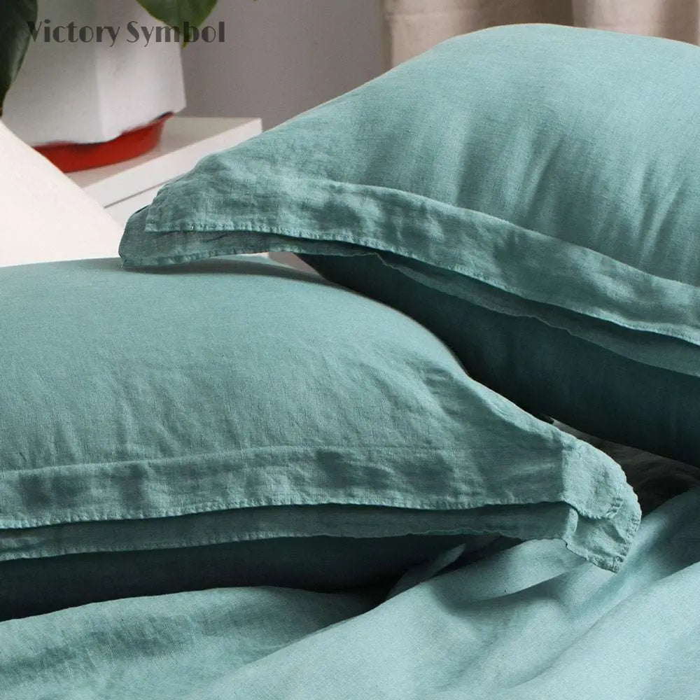 Malachite Green 100% Organic Linen Pillowcases - Victory Symbol