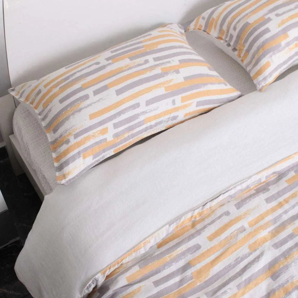 Melody of Time Stripe 100% Organic Linen Duvet Cover Set-victory symbol