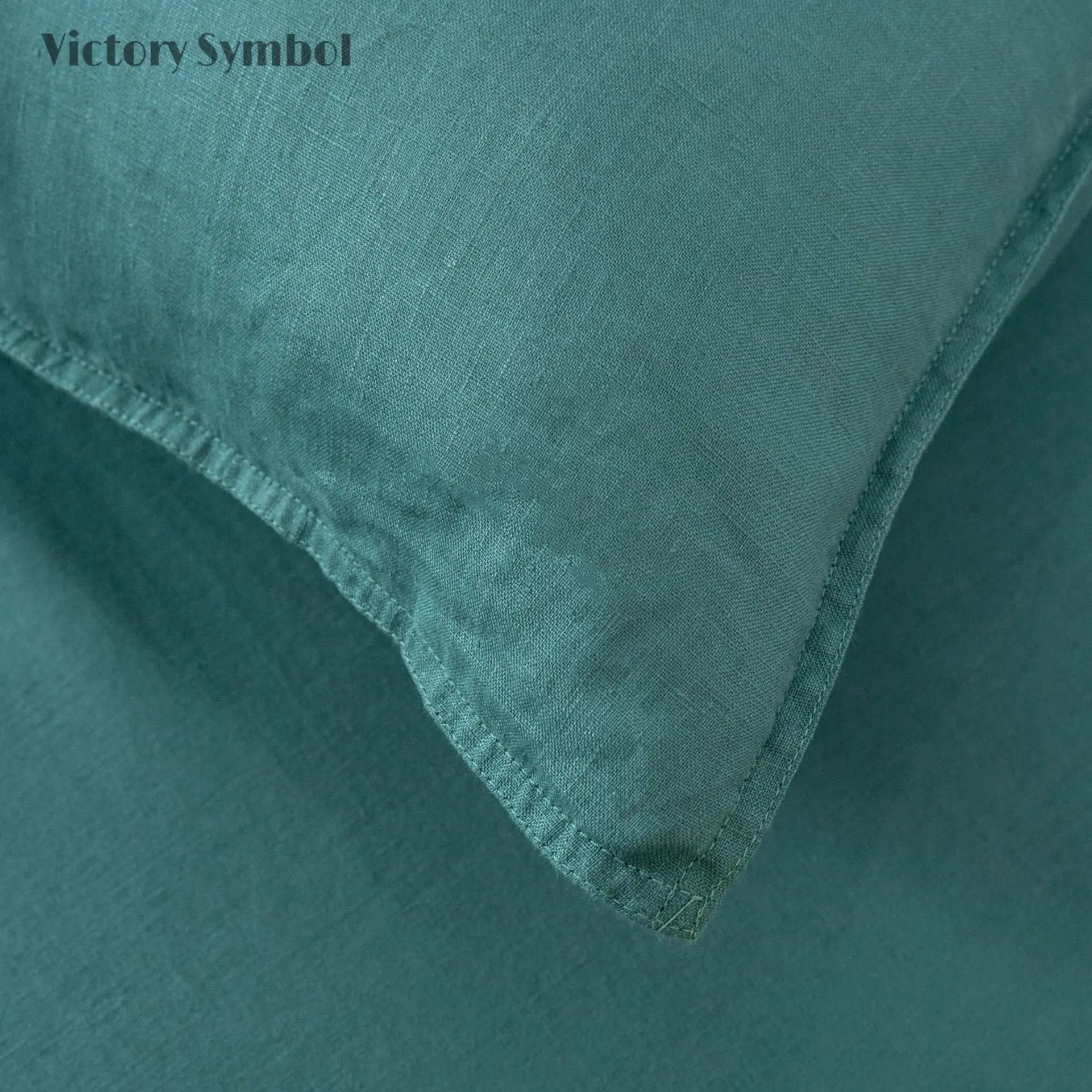 Mineral Blue 100% Organic Linen Pillowcases - Victory Symbol
