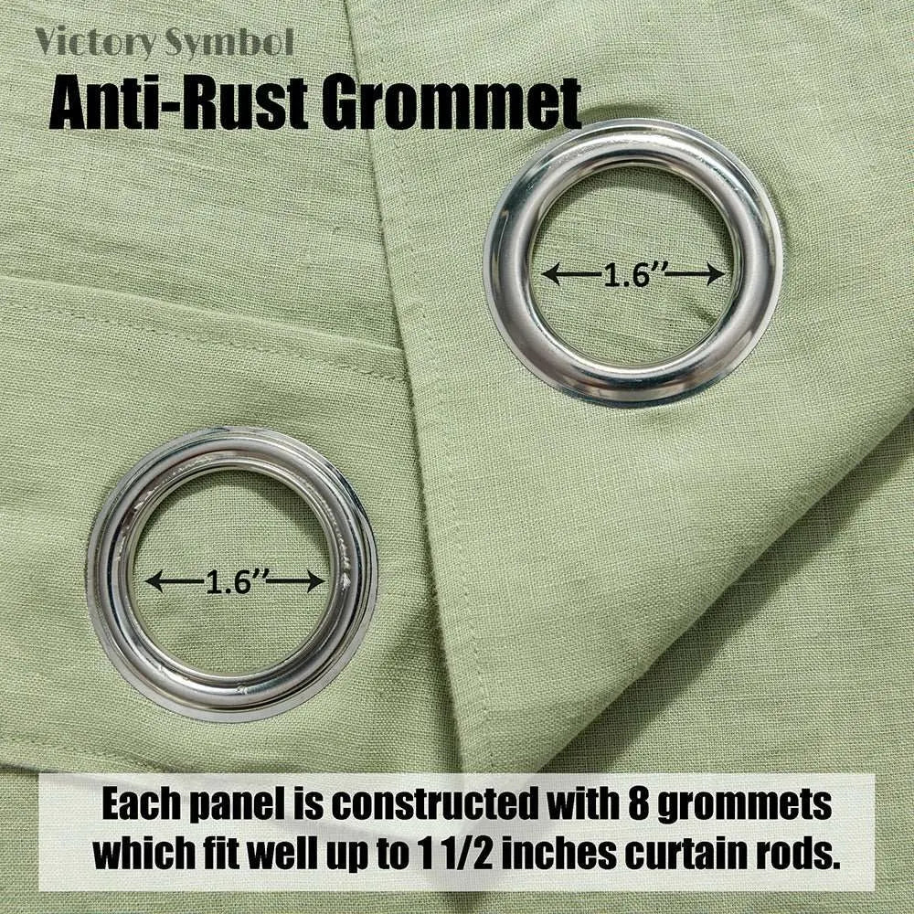 Mint Green 100% Organic Linen Curtain for Bedroom Living Room - Victory Symbol