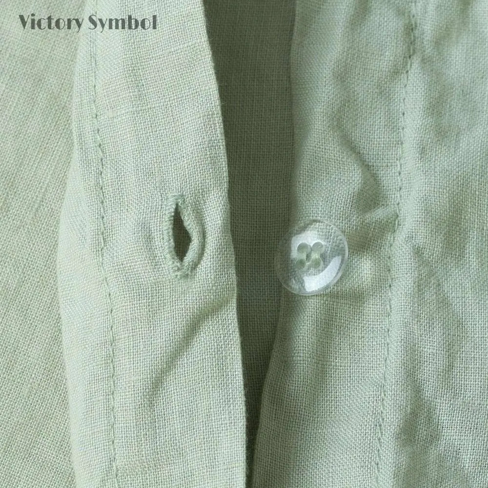 Mint Green 100% Organic Linen Duvet Cover Set - Victory Symbol