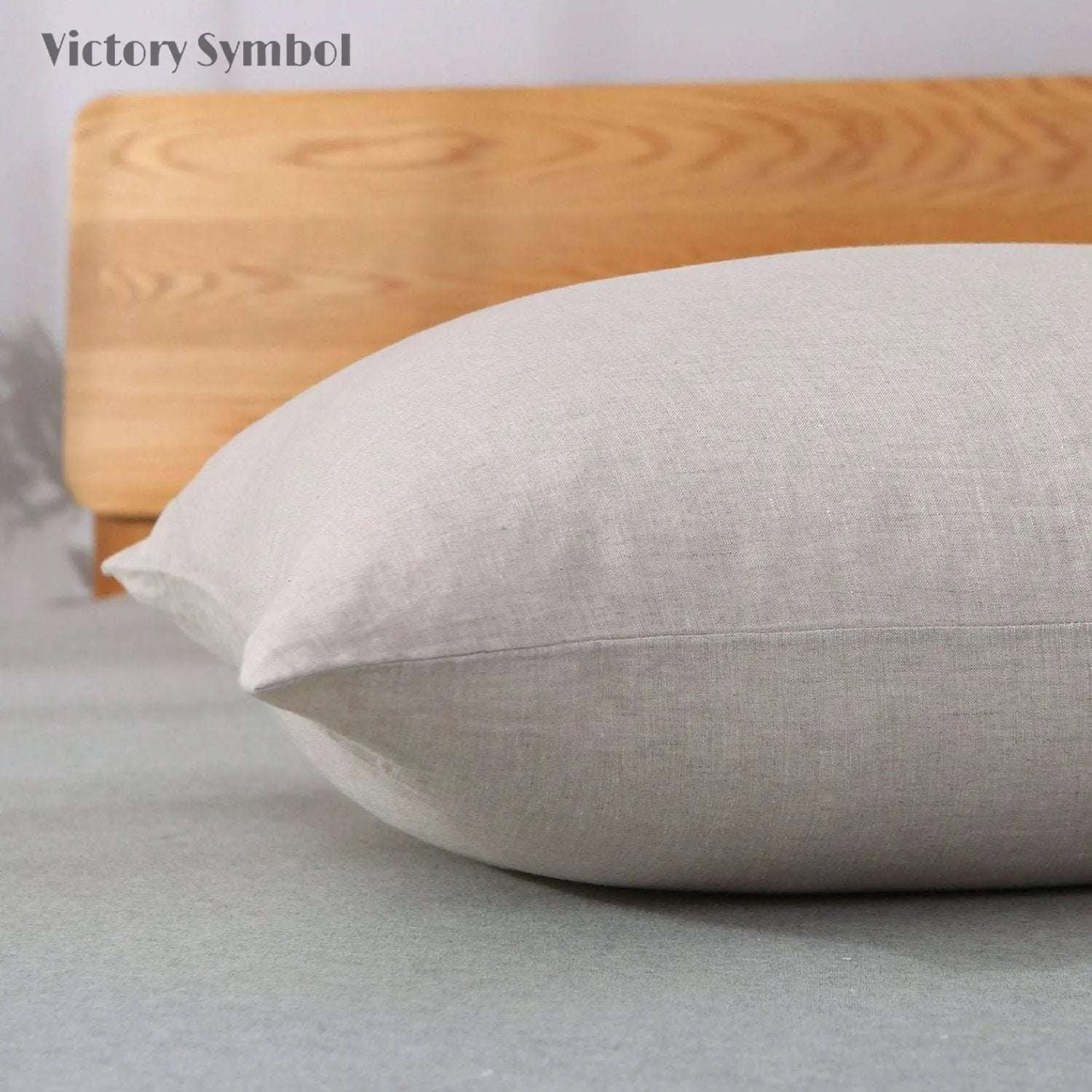 Natural Undyed Linen 100% Organic Linen Body Pillowcase - Victory Symbol