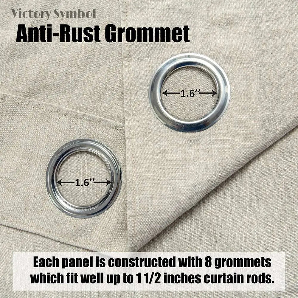 Natural Undyed Linen 100% Organic Linen Curtain for Bedroom Living Room - Victory Symbol