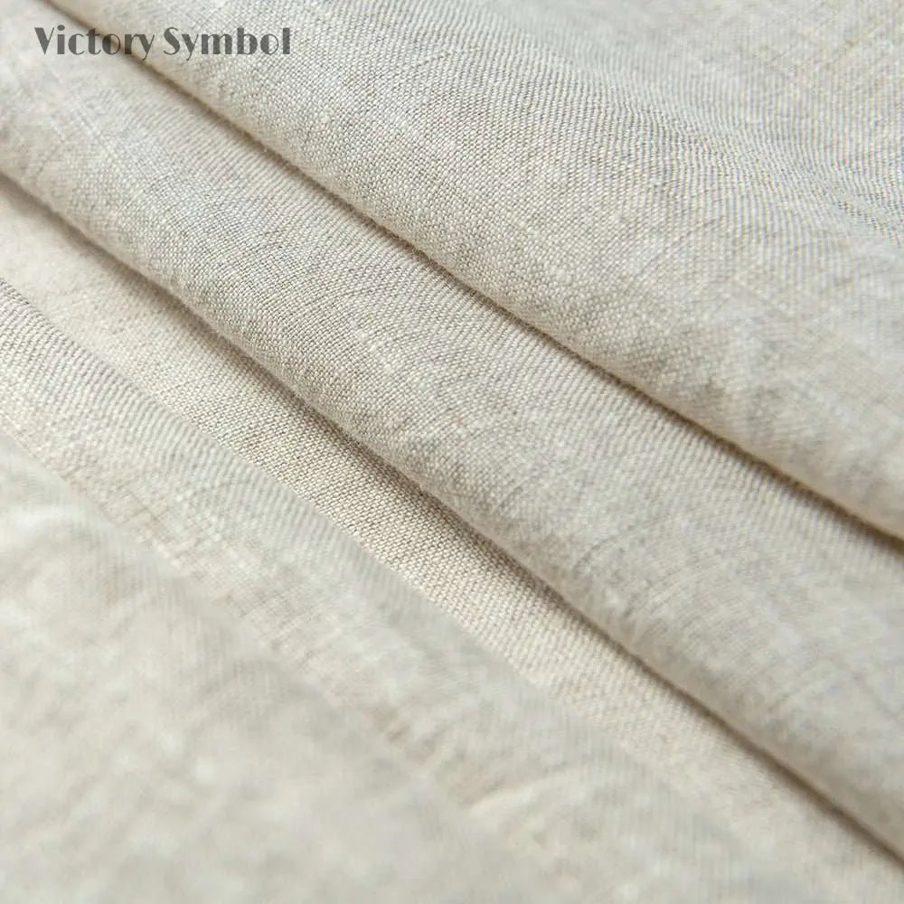 Natural Linen 100% Organic Linen Curtain for Bedroom Living Room - Victory Symbol