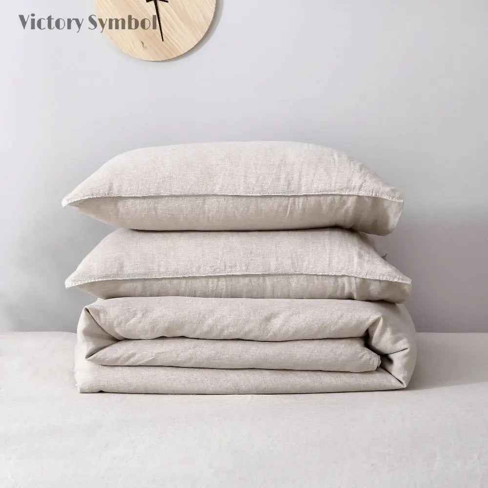 Natural Undyed Linen 100% Organic Linen Duvet Cover Set