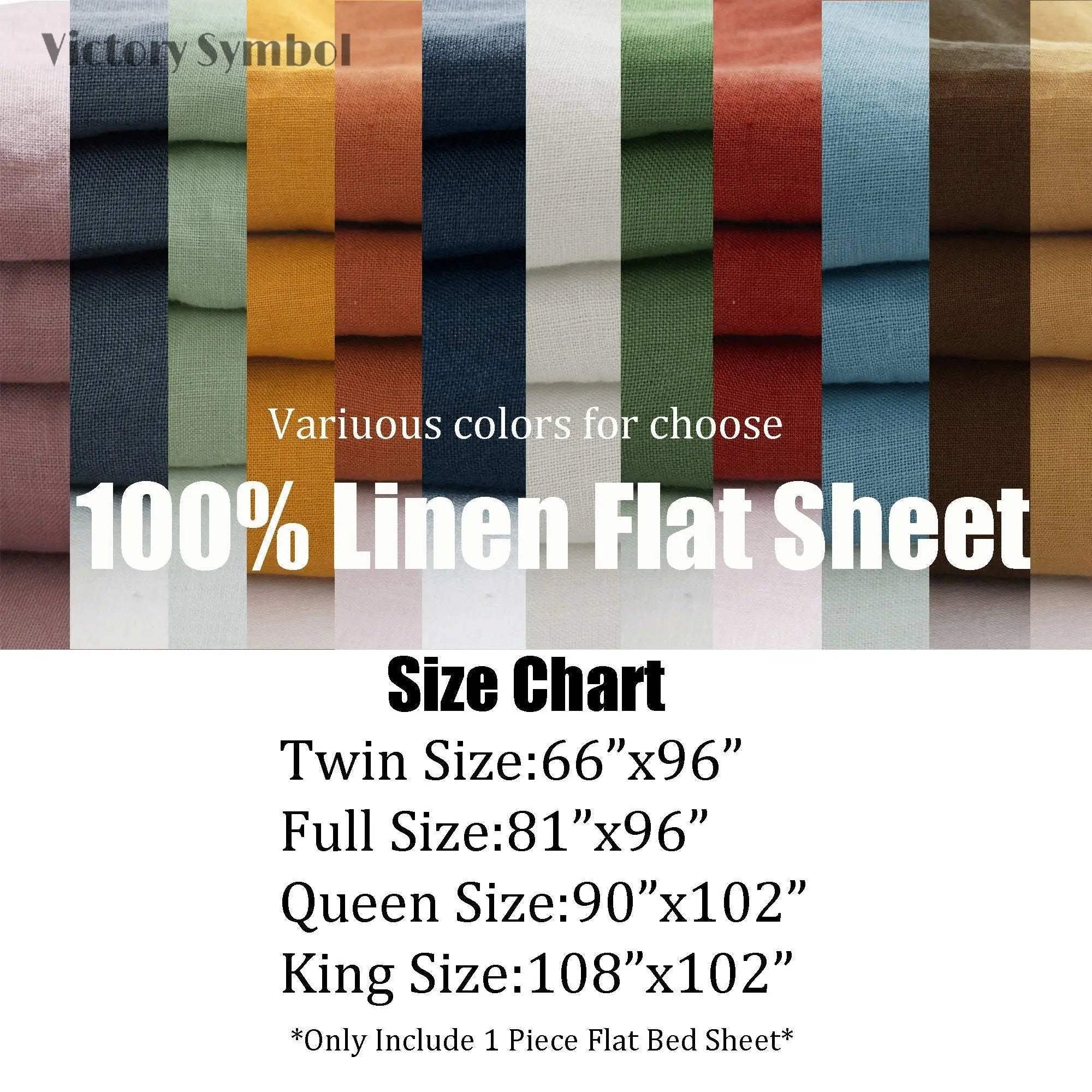 Natural Undyed Linen 100% Organic Linen Flat Sheet - Victory Symbol