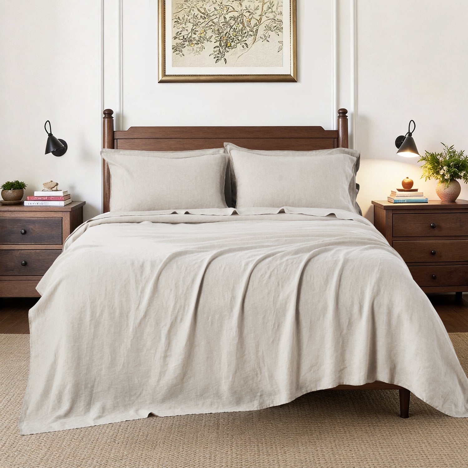 Natural Undyed Linen 100% Organic Linen Sheets Set