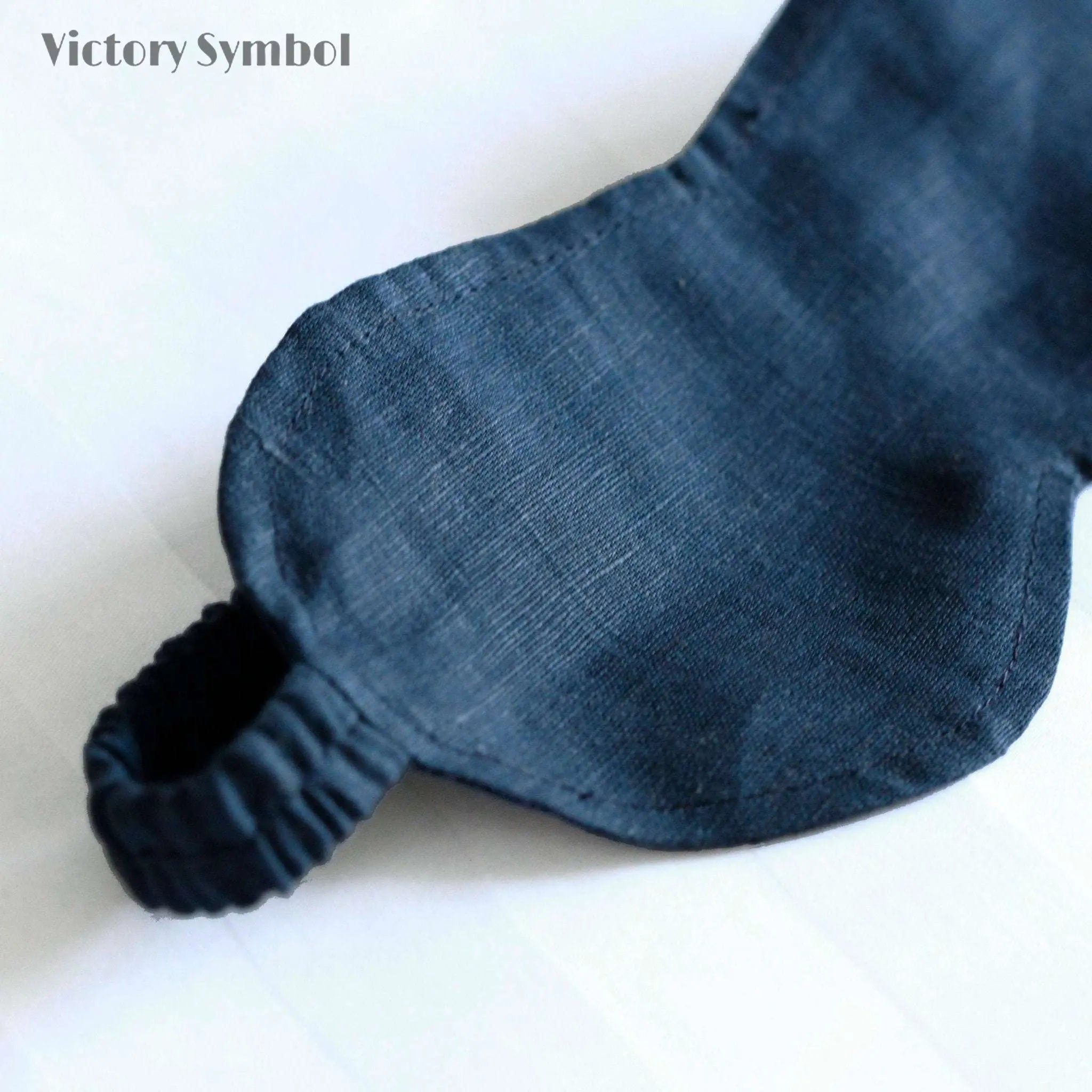 Navy 100% Organic Linen Eye Mask - Victory Symbol