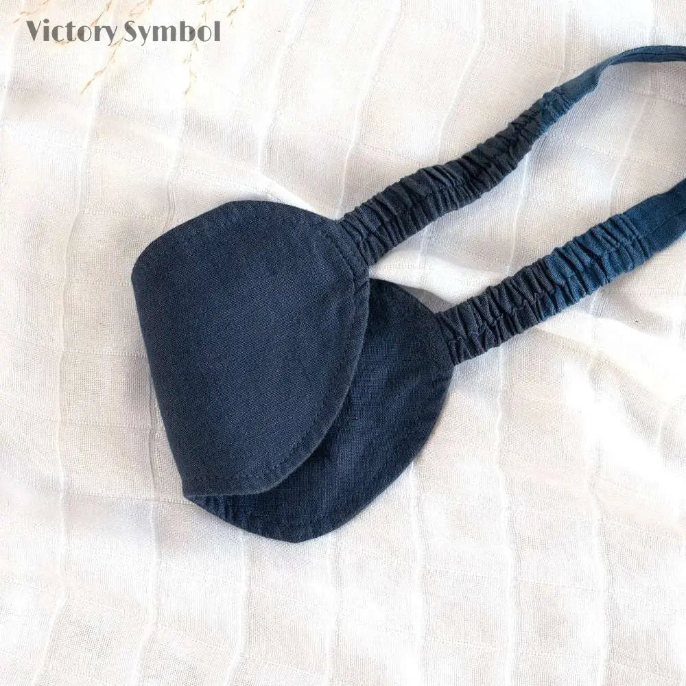 Navy 100% Organic Linen Eye Mask - Victory Symbol