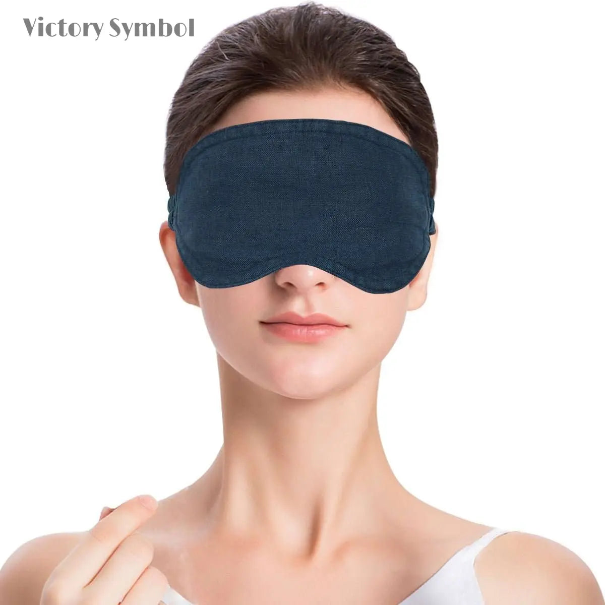 Navy Colorblock 100% Organic Linen Eye Mask - Victory Symbol