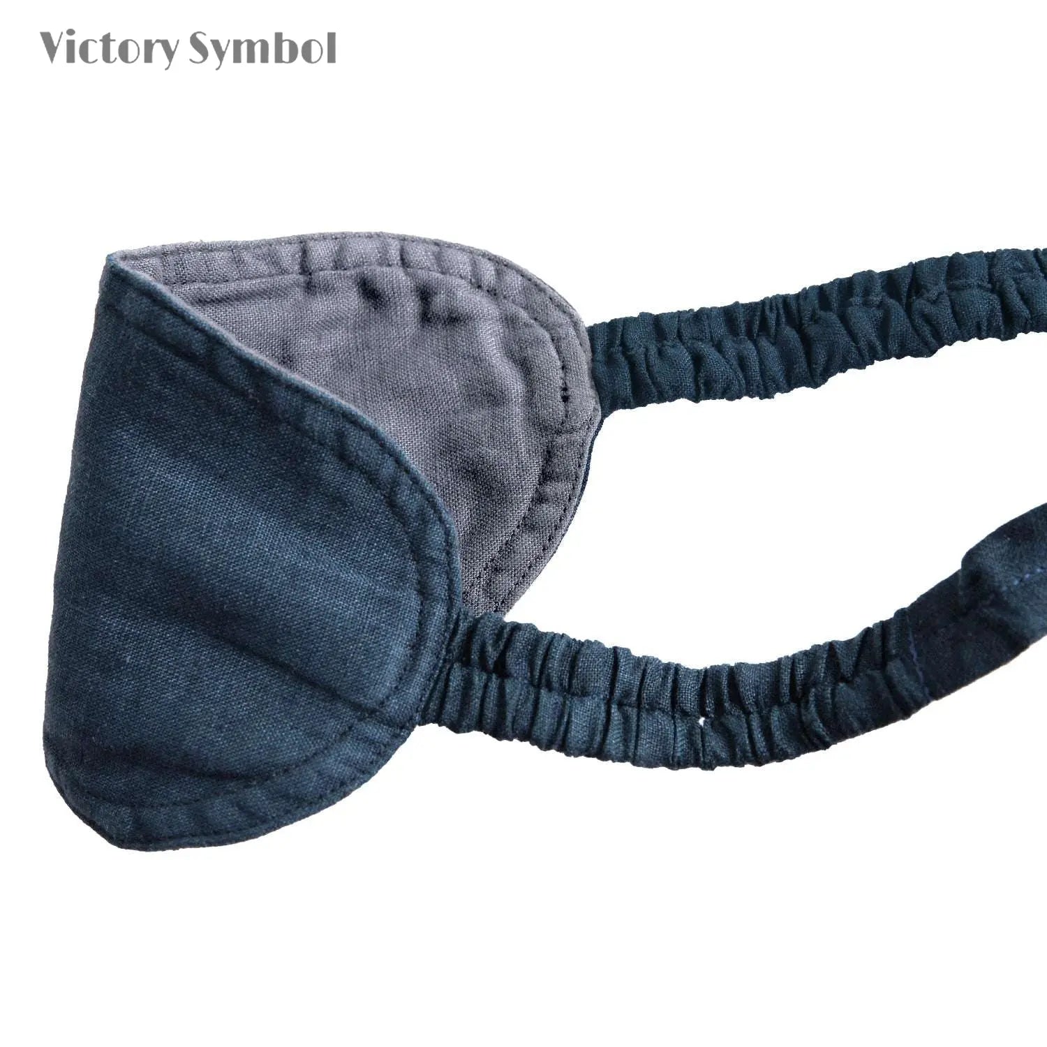 Navy Colorblock 100% Organic Linen Eye Mask - Victory Symbol
