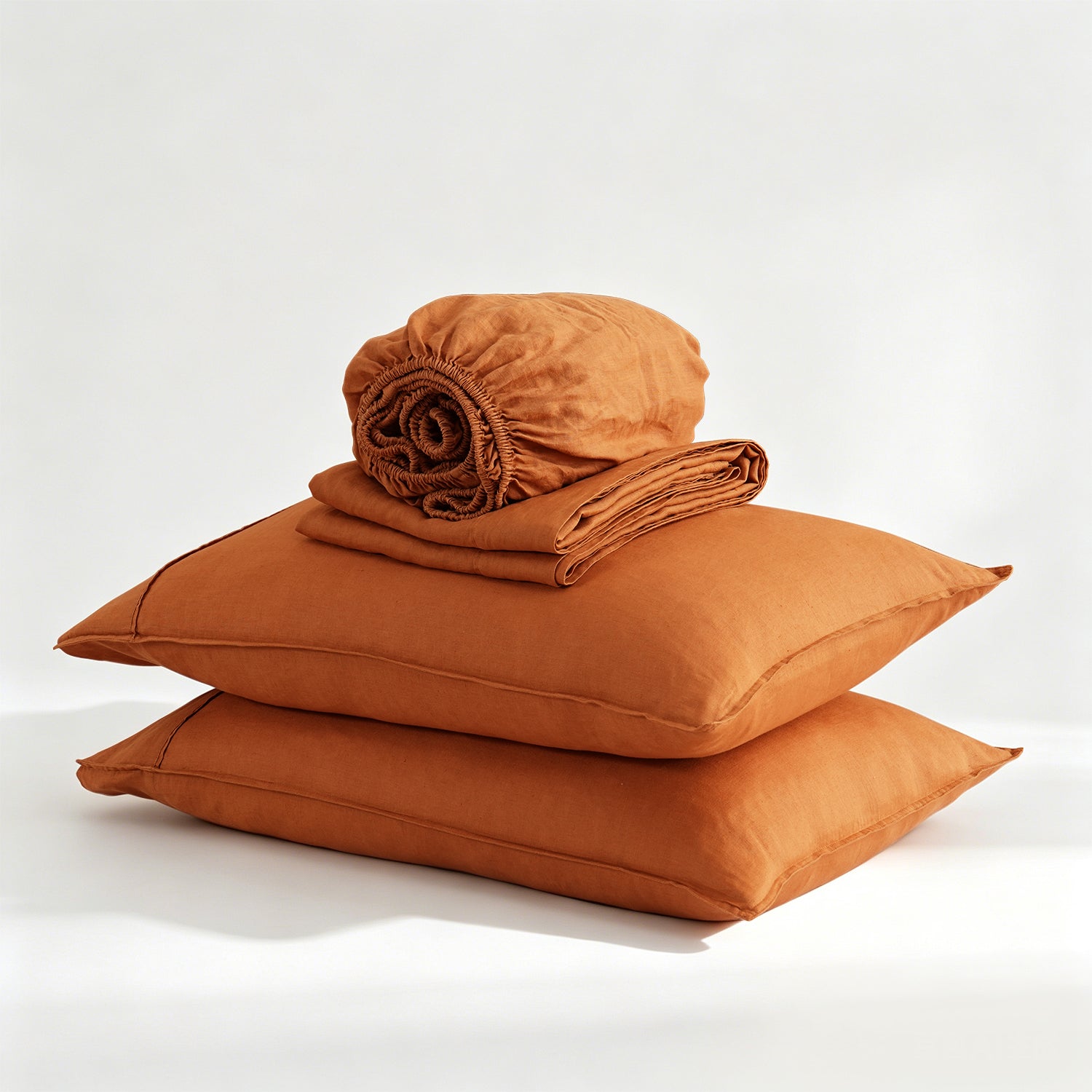 Orange Ochre 100% Organic Linen Sheets Set-Victory Symbol