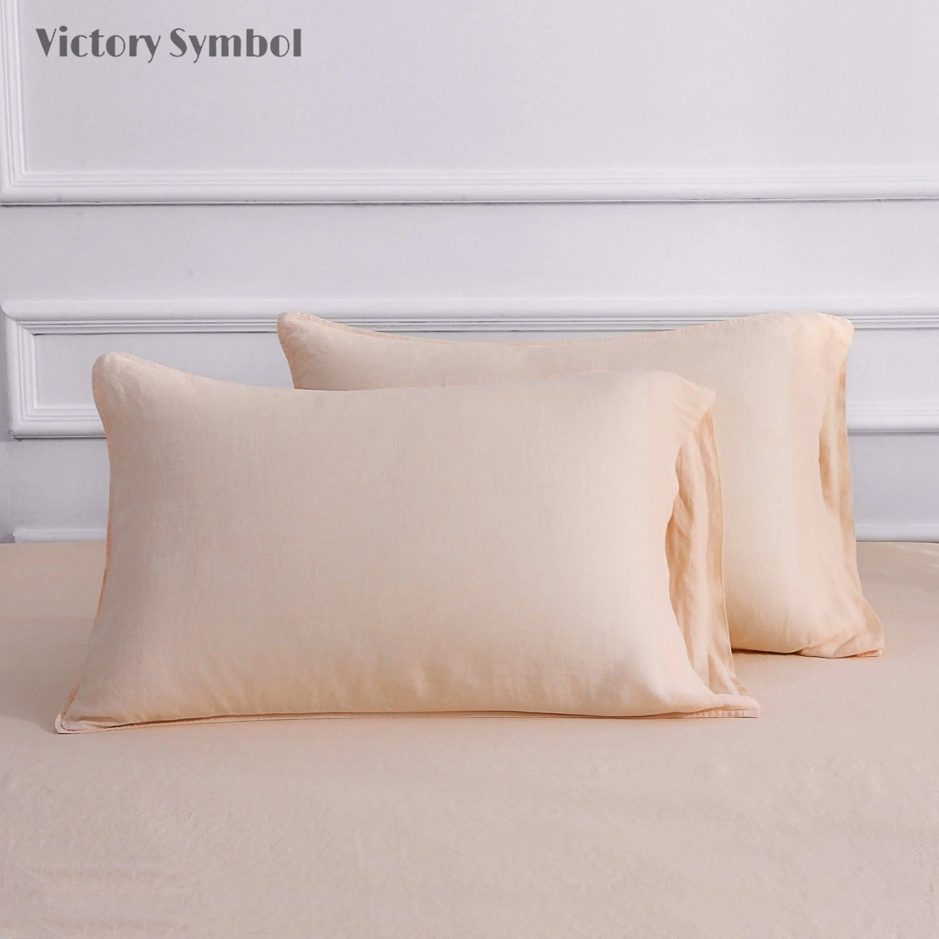 Pale Pink 100% Organic Linen Pillowcases-victory symbol