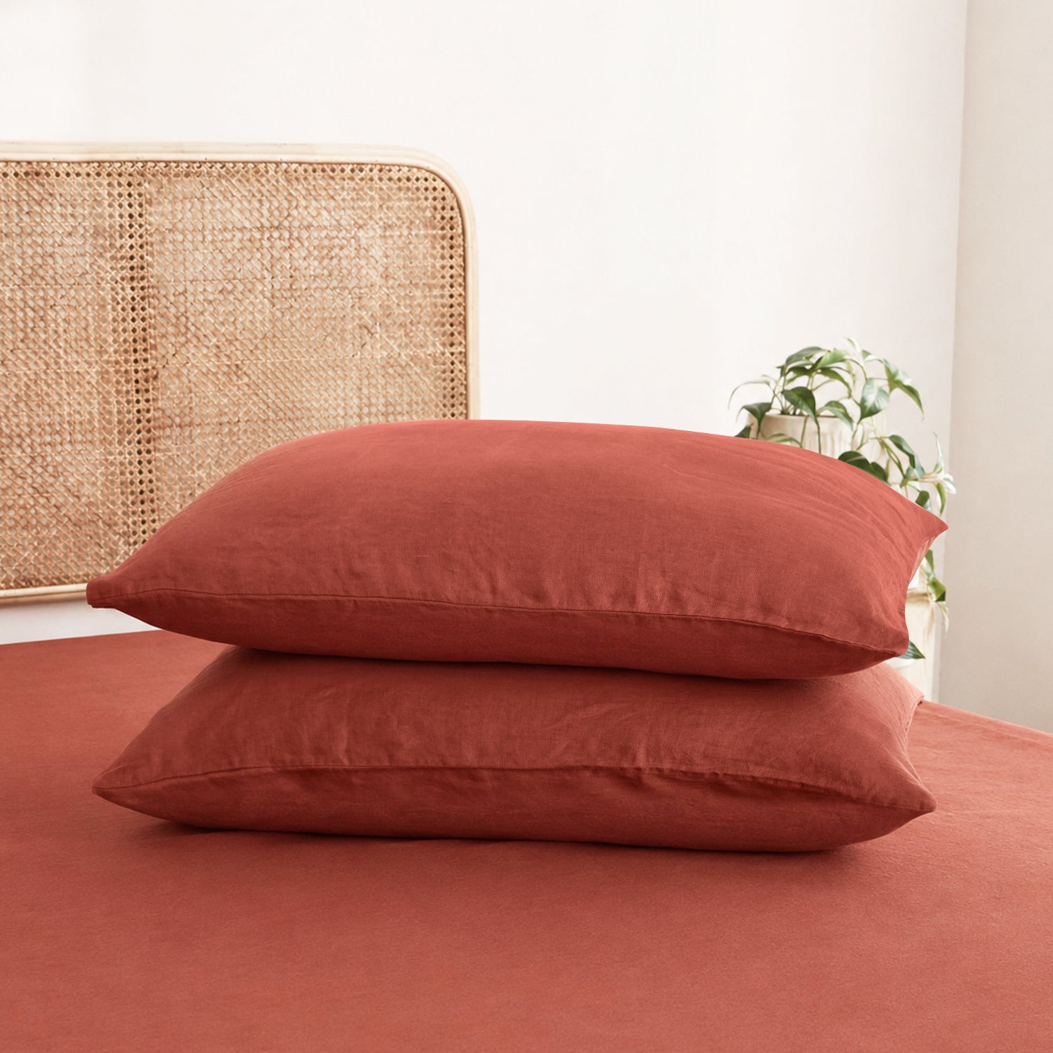 Paprika Red 100% Organic Linen Pillowcases-Victory Symbol