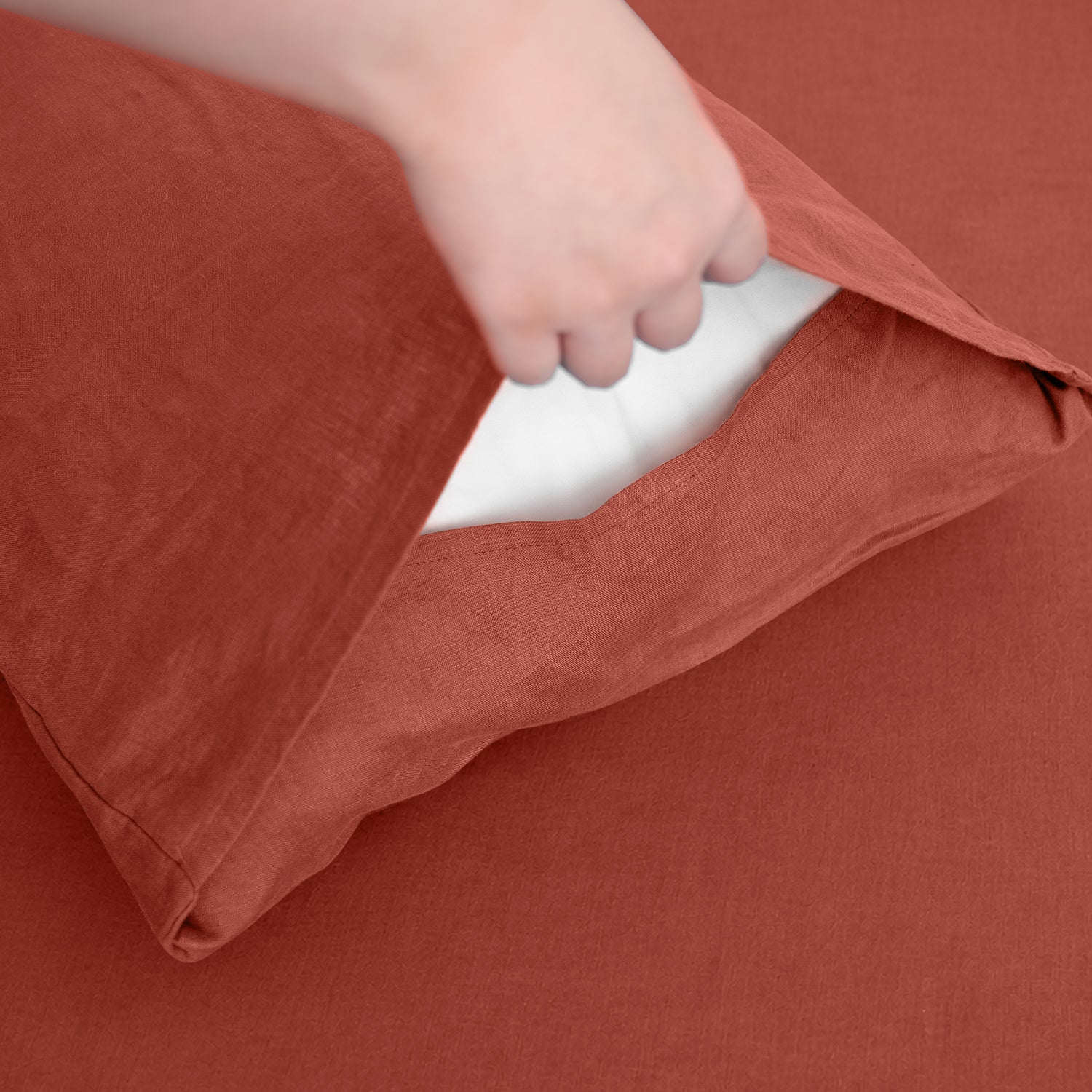 Paprika Red 100% Organic Linen Pillowcases-Victory Symbol
