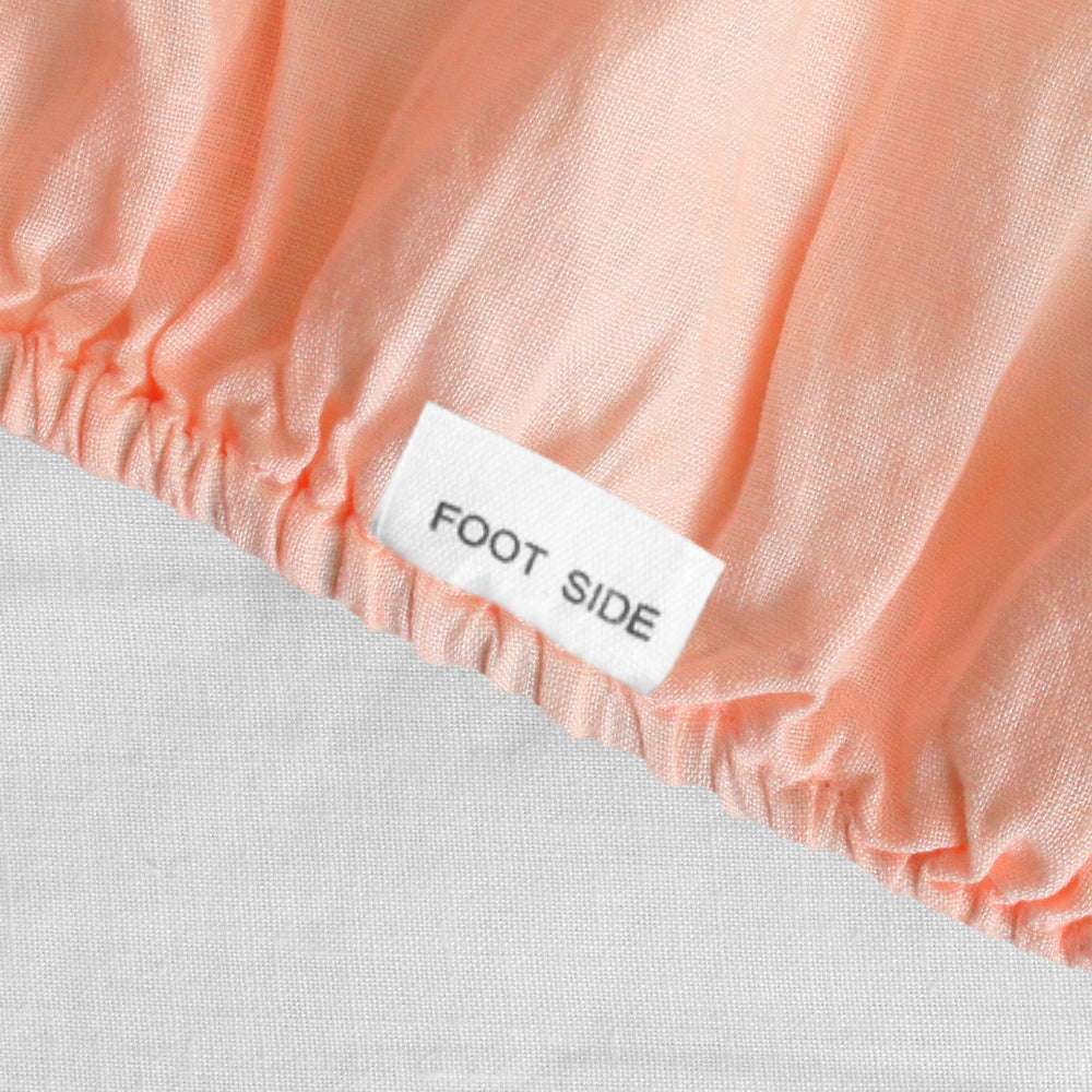 Peach Pink 100% Organic Linen Fitted Sheet-victory symbol