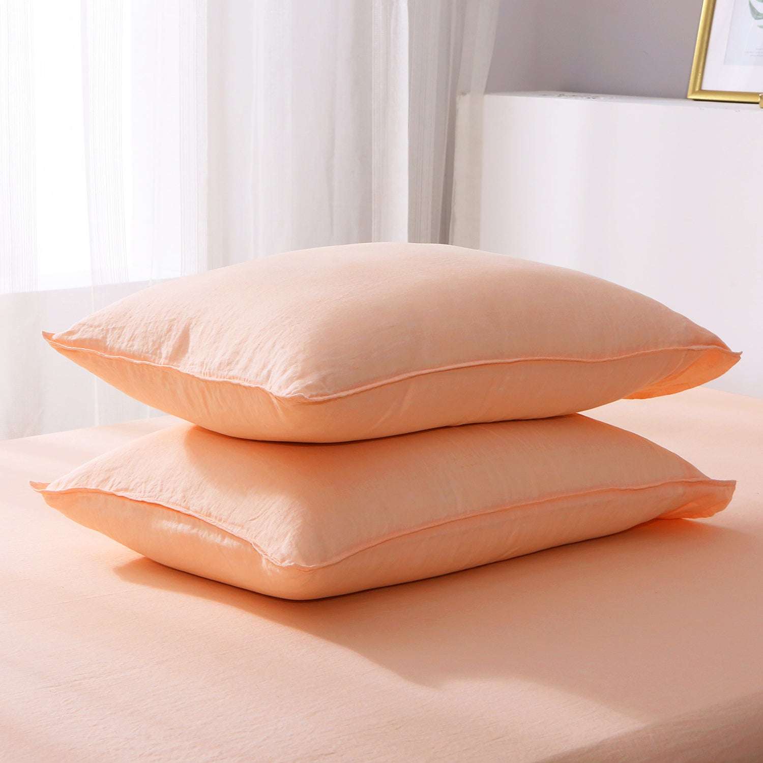 Peach Pink 100% Organic Linen Pillowcases-victory symbol