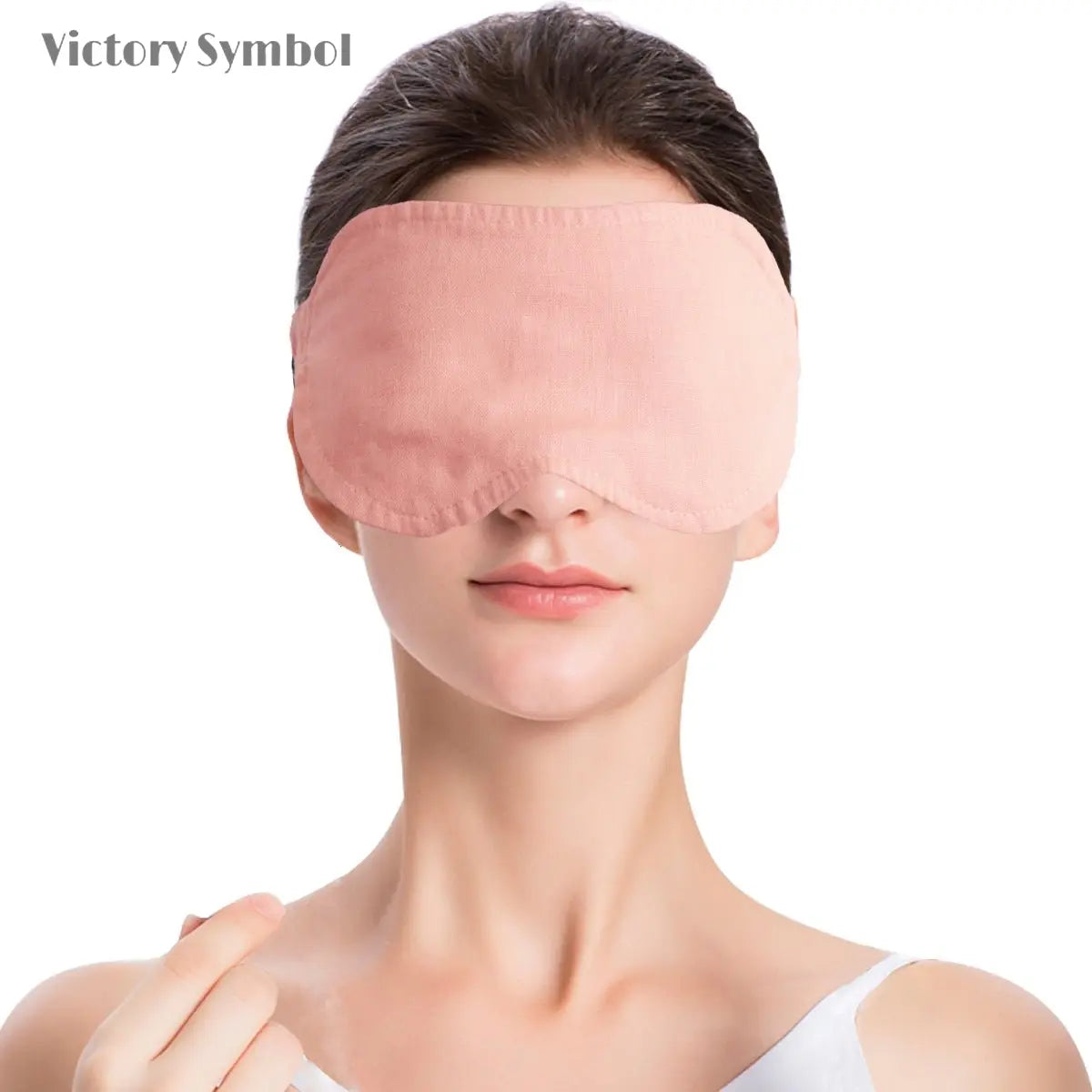 Peach Pink 100% Organic Linen Eye Mask - Victory Symbol