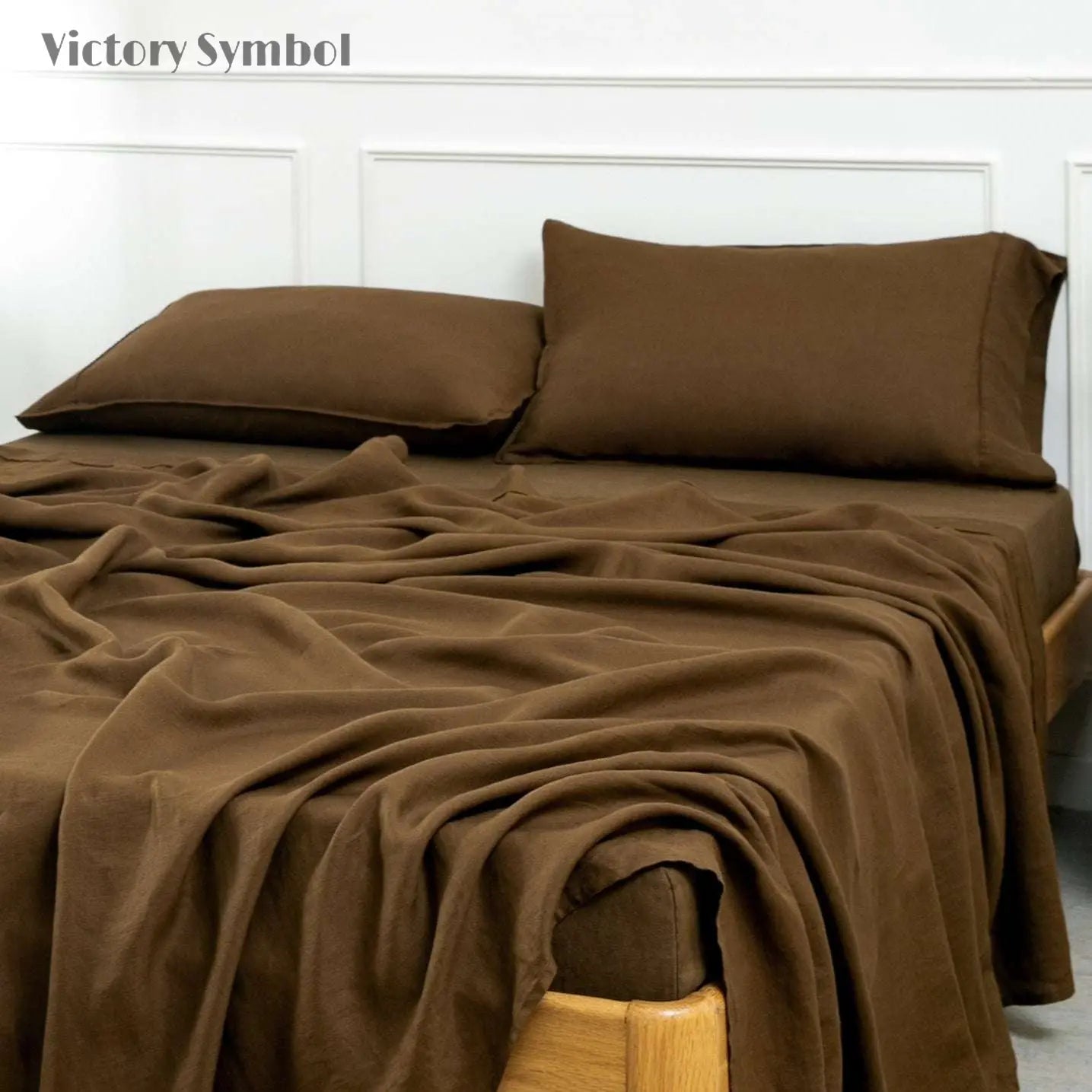 Pinecone Brown 100% Organic Linen Pillowcases - Victory Symbol