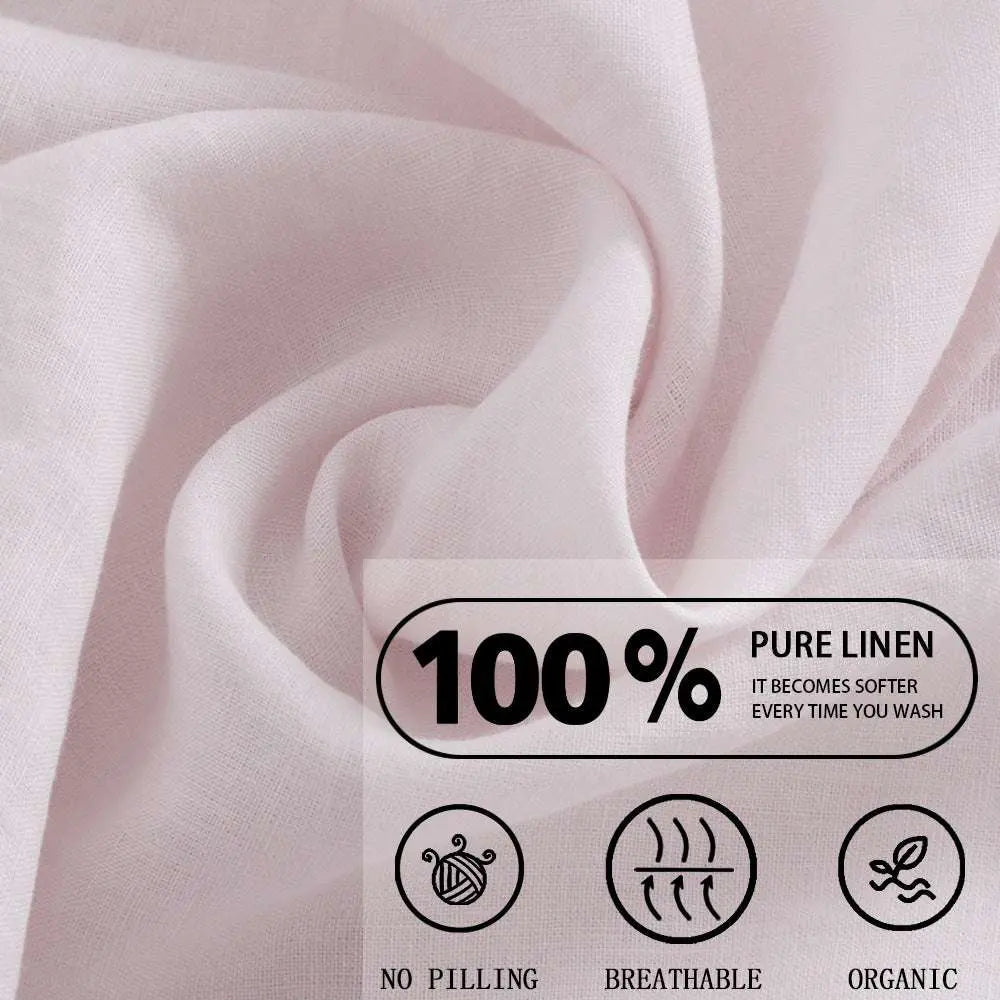 Pink 100% Organic Linen Sheets Set-victory symbol