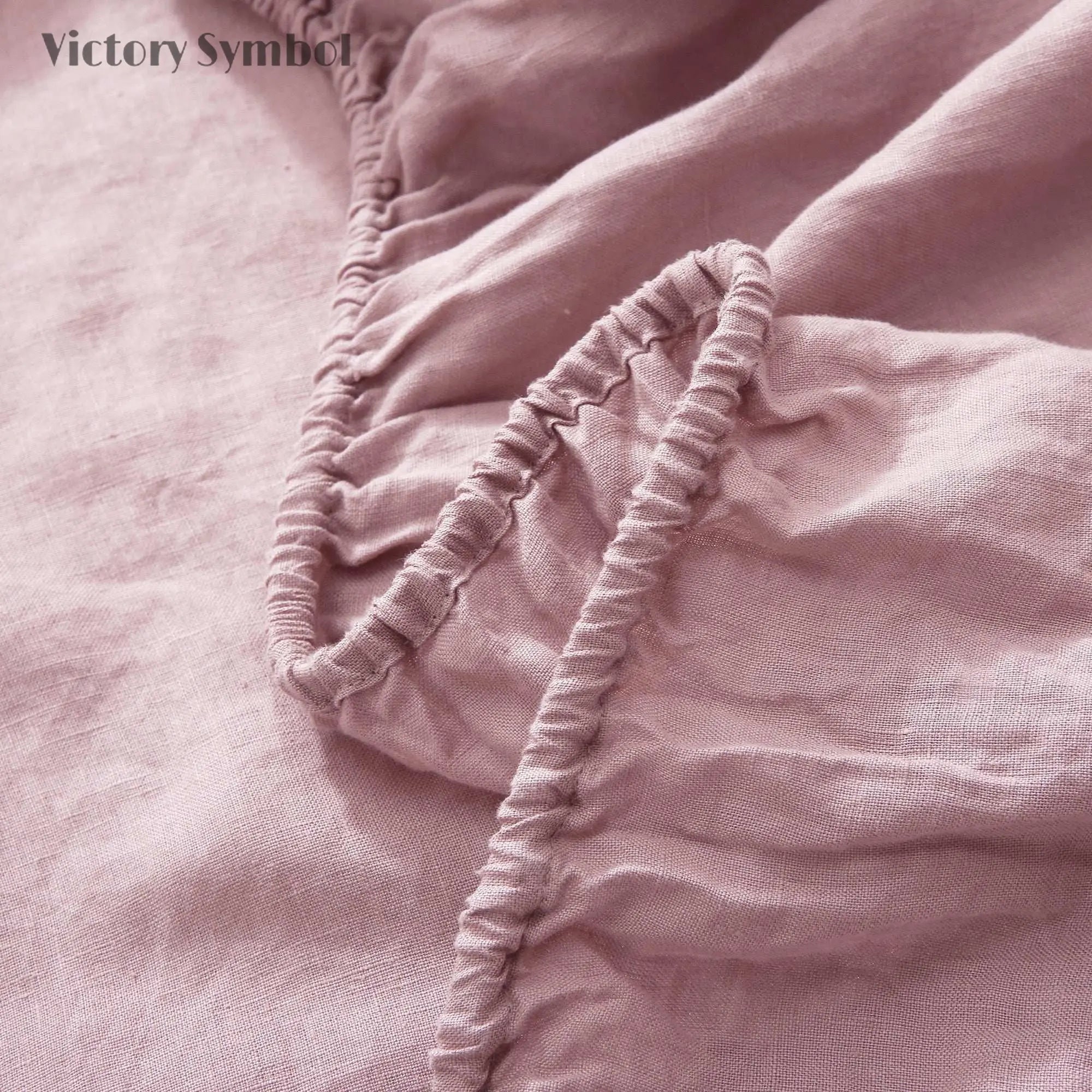 Pink Lavender 100% Organic Linen Fitted Sheet - Victory Symbol