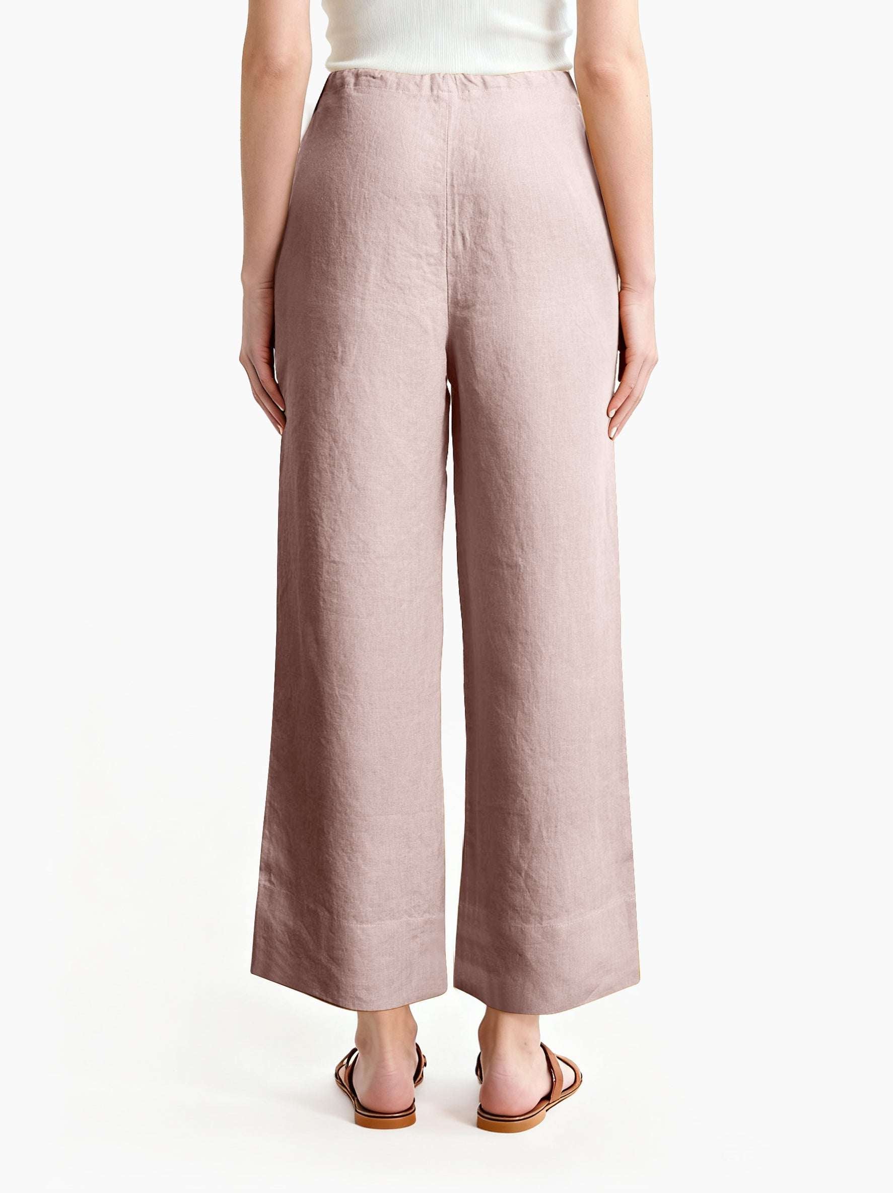 Pink Purple 100% Organic Linen Long Pants-Victory Symbol