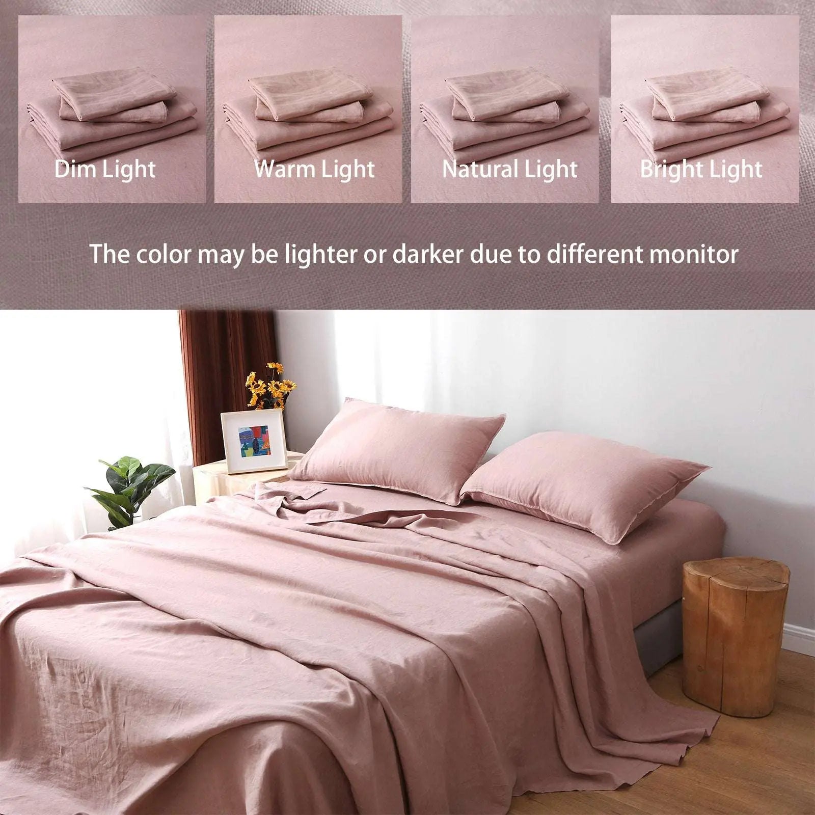 Pink Purple 100% Organic Linen Sheets Set-victory symbol