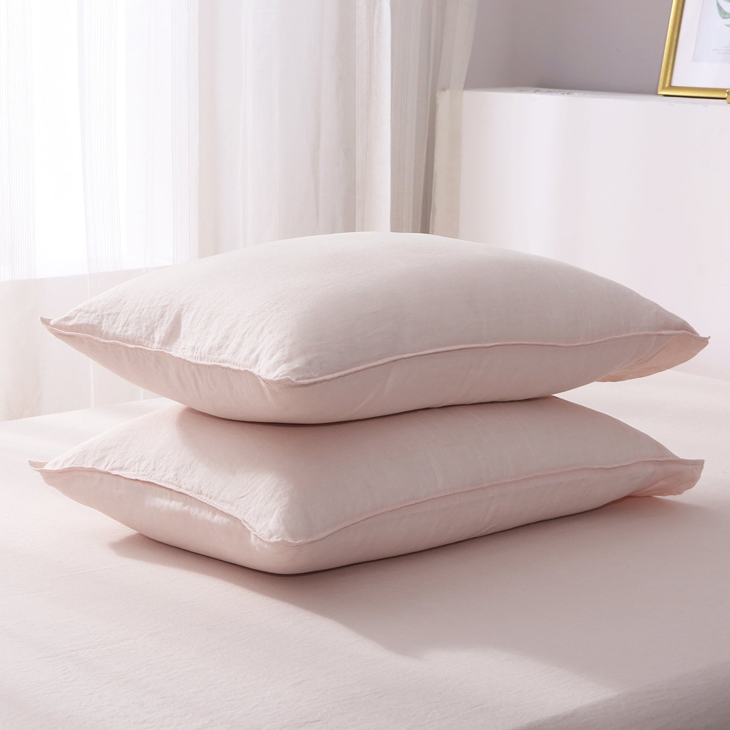 Pink 100% Organic Linen Pillowcases-Victory Symbol