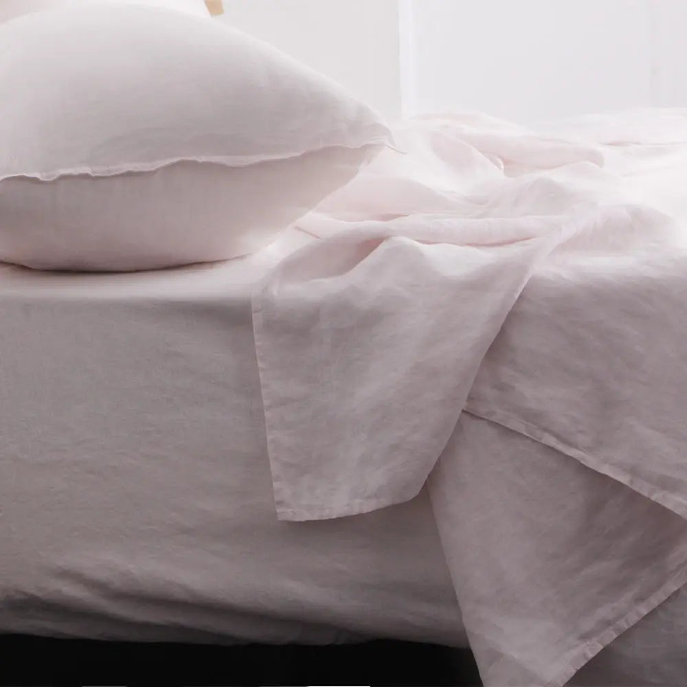 Pink 100% Organic Linen Sheets Set-victory symbol