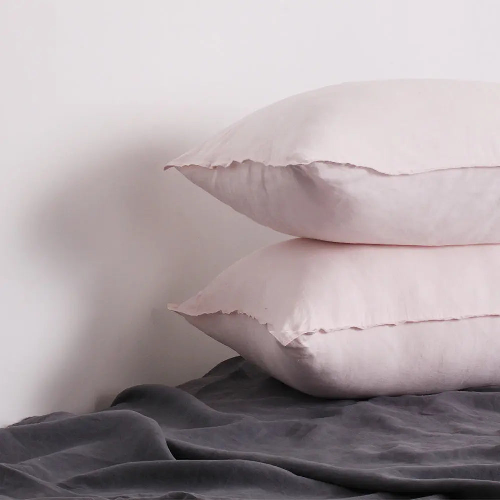Pink 100% Organic Linen Sheets Set-victory symbol