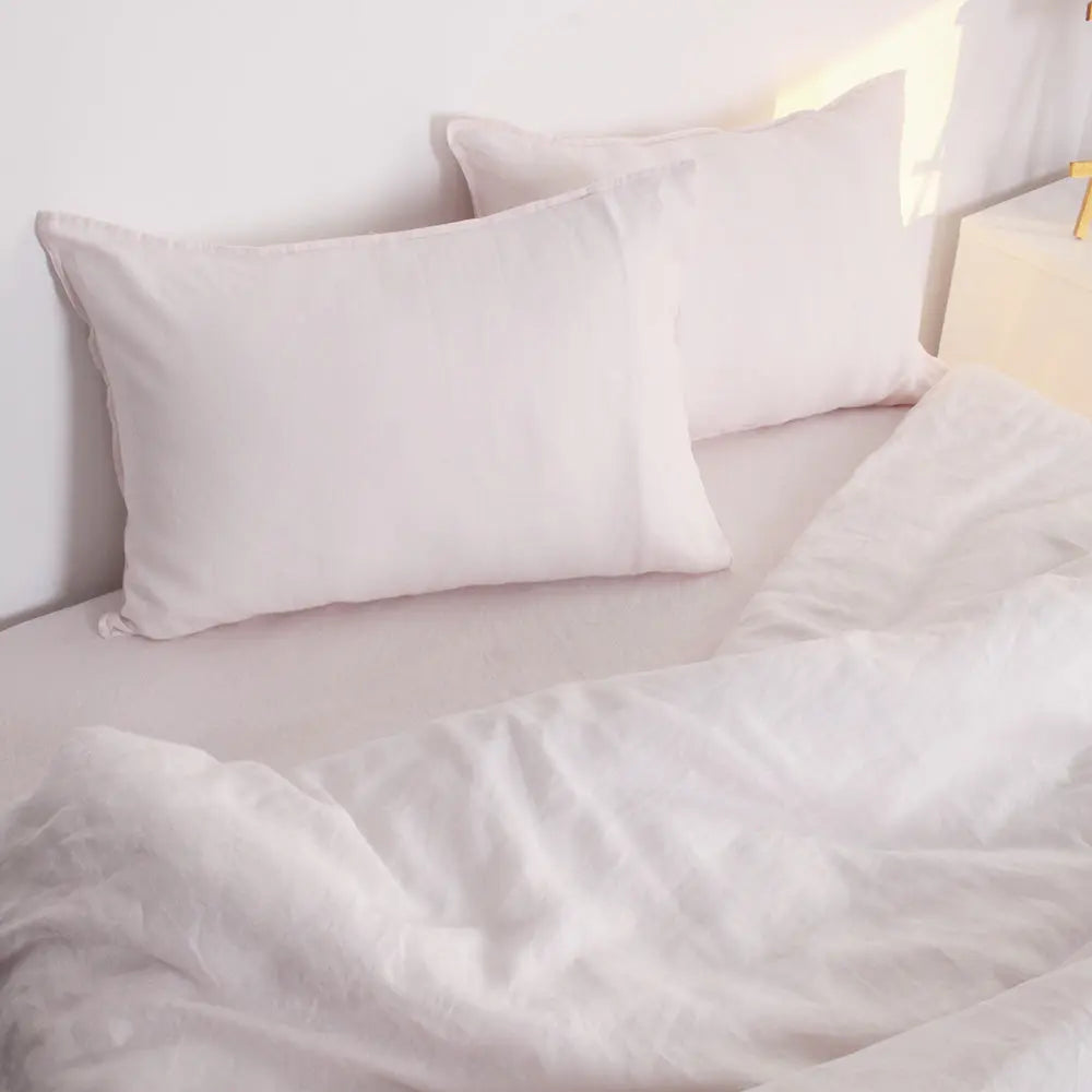 Pink 100% Organic Linen Sheets Set-victory symbol