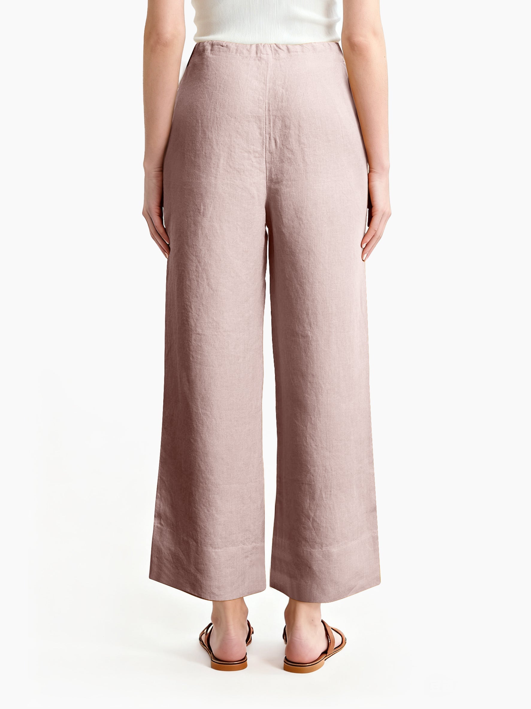 Pink Purple 100% Organic Linen Long Pants-Victory Symbol