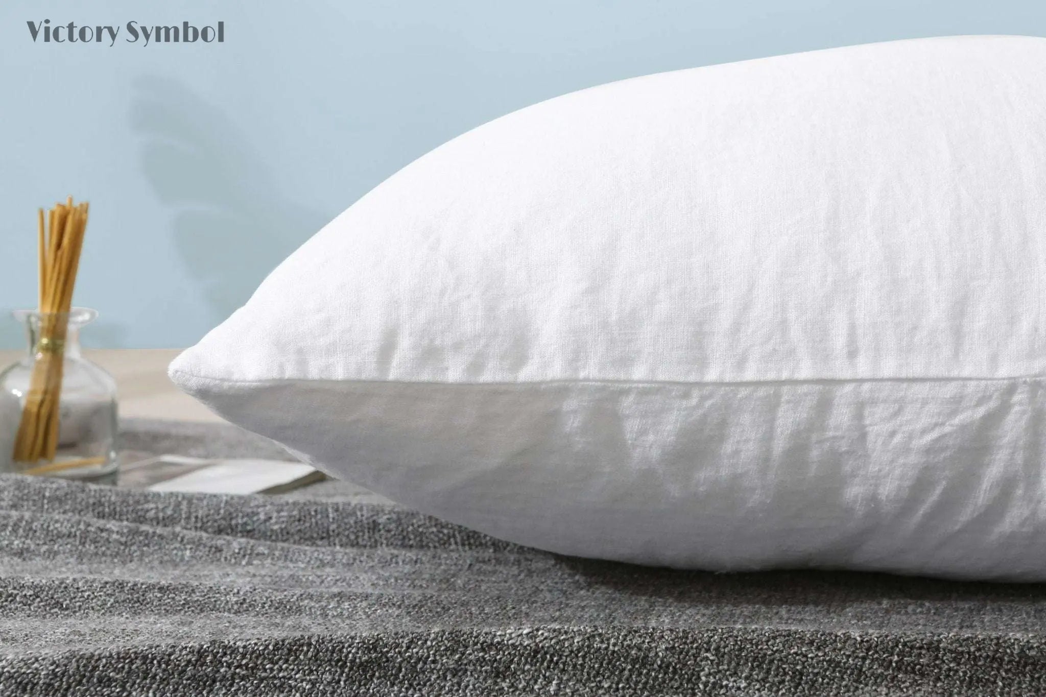 Pure White 100% Organic Linen Body Pillowcase - Victory Symbol
