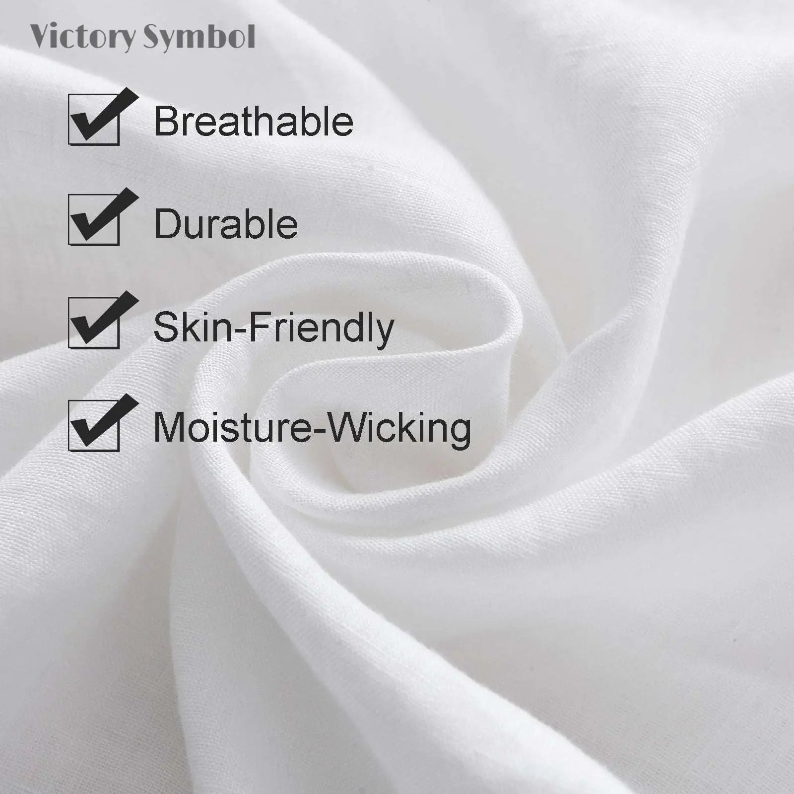 Pure White Cotton - Linen Mixed Weave Duvet Cover Set - Victory Symbol