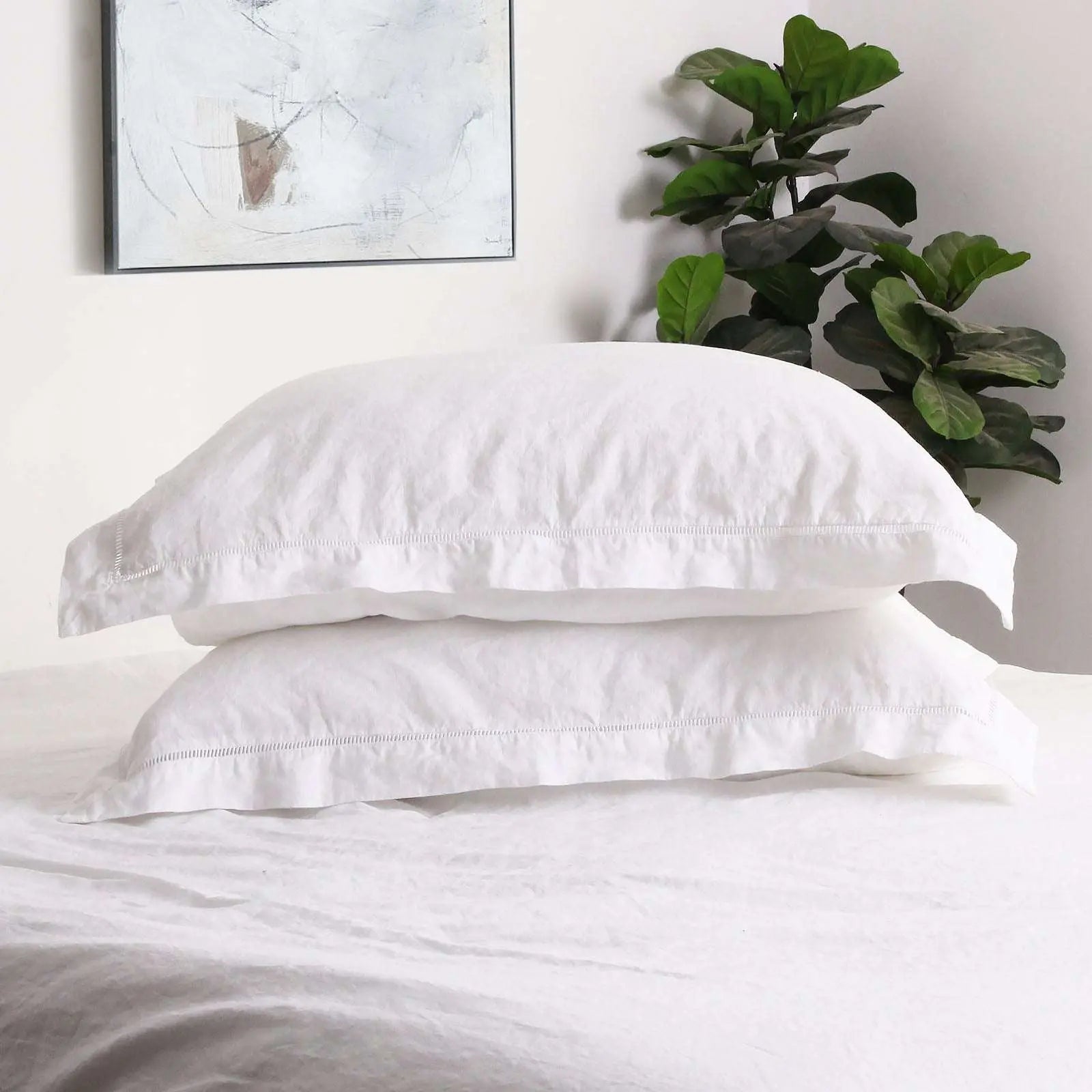 Pure White Linen Blend Duvet Cover Set-victory symbol
