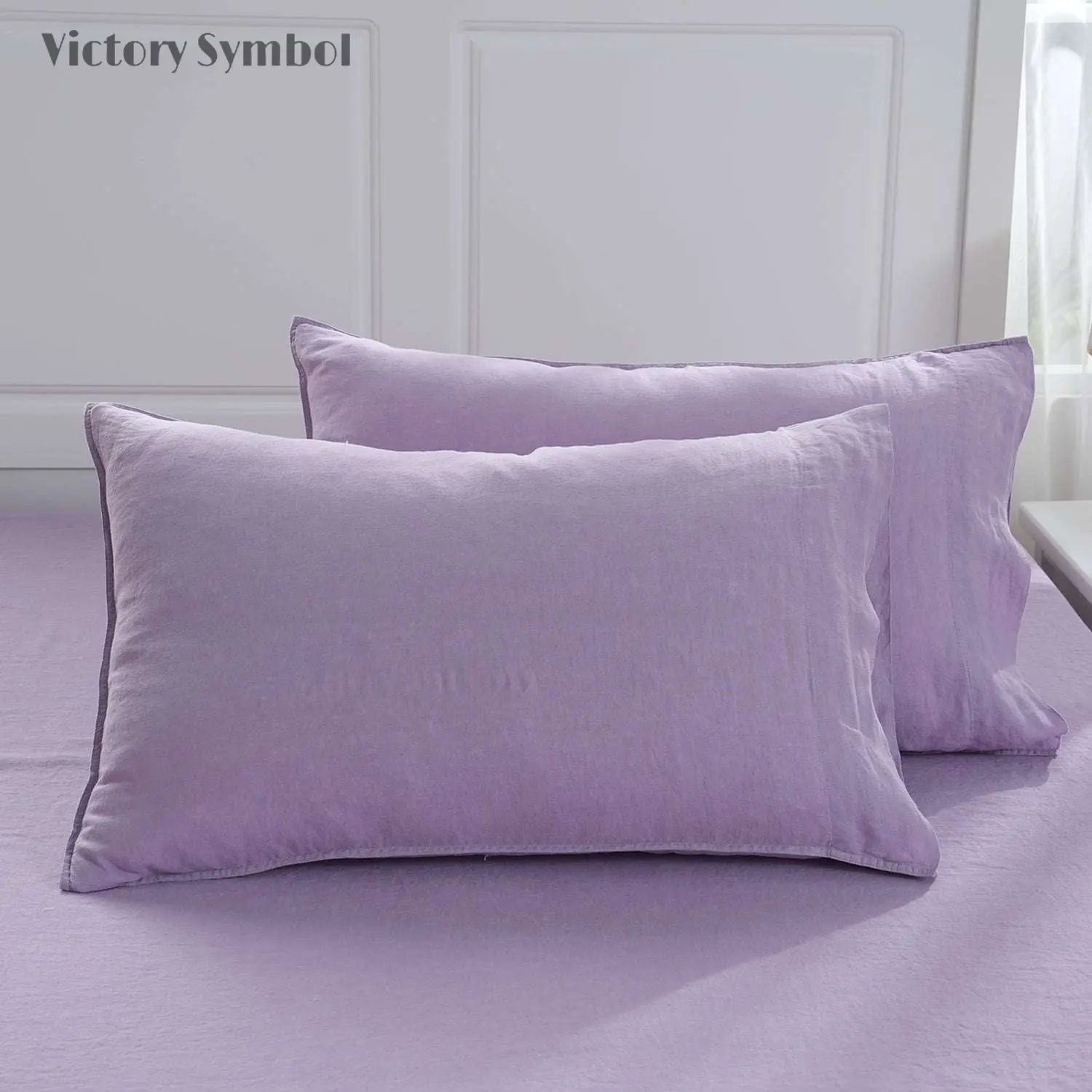 Purple Lavender 100% Organic Linen Pillowcases - Victory Symbol