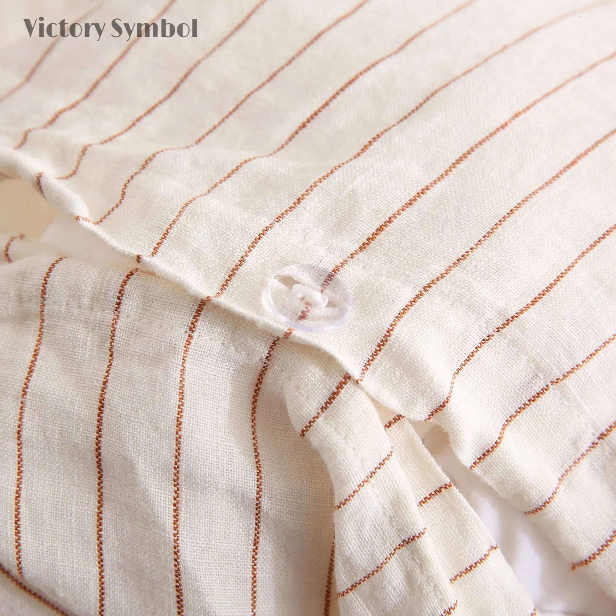 Red Stripe 100% Organic Linen Yarn Dyed Duvet Cover (Only 1 Piece) - Victory Symbol