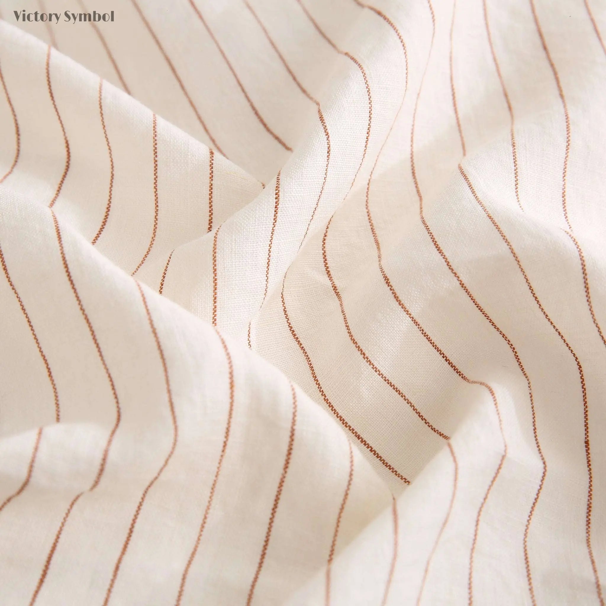 Red Stripe 100% Organic Linen Yarn Dyed Fitted Sheet - Victory Symbol