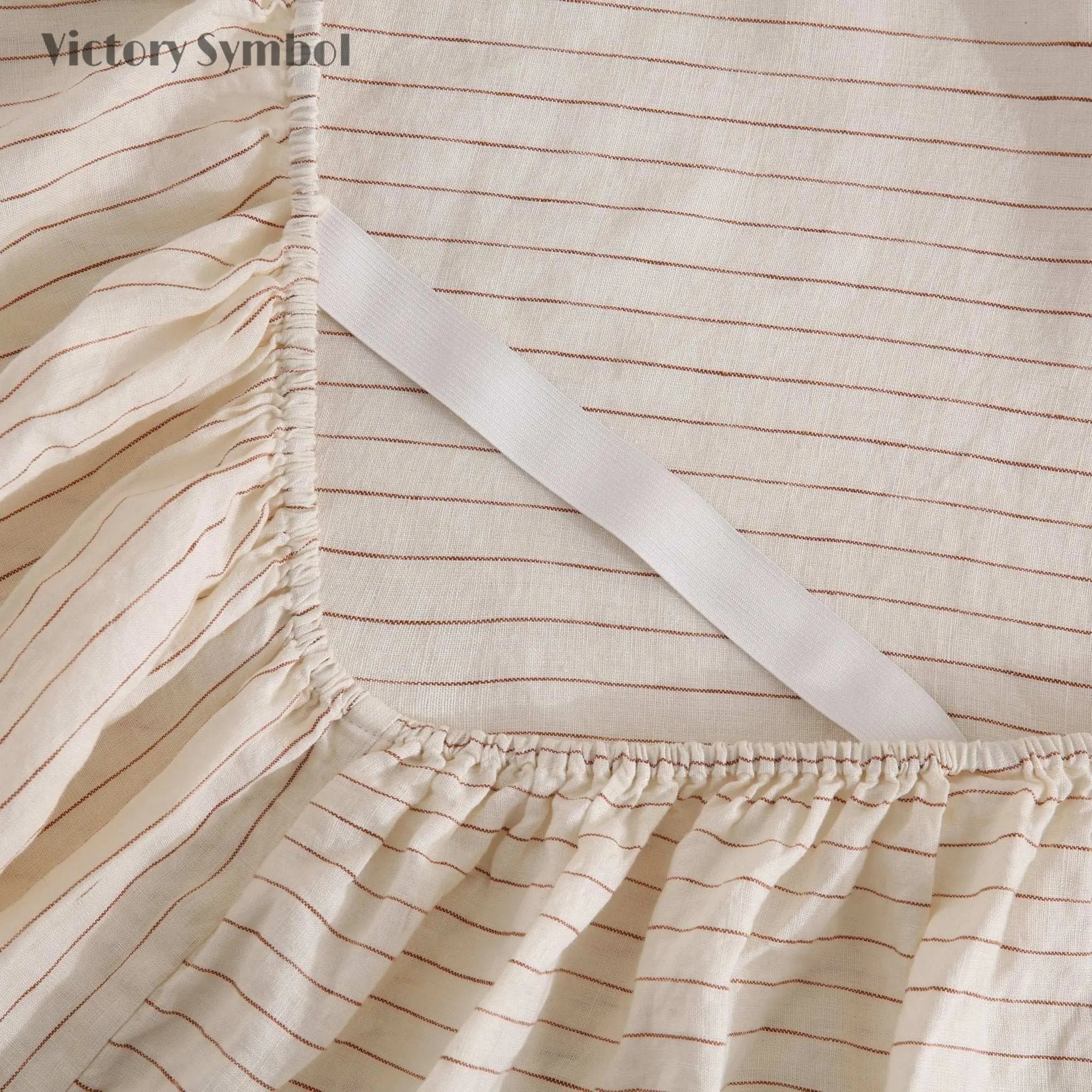 Red Stripe 100% Organic Linen Yarn Dyed Sheets Set - Victory Symbol