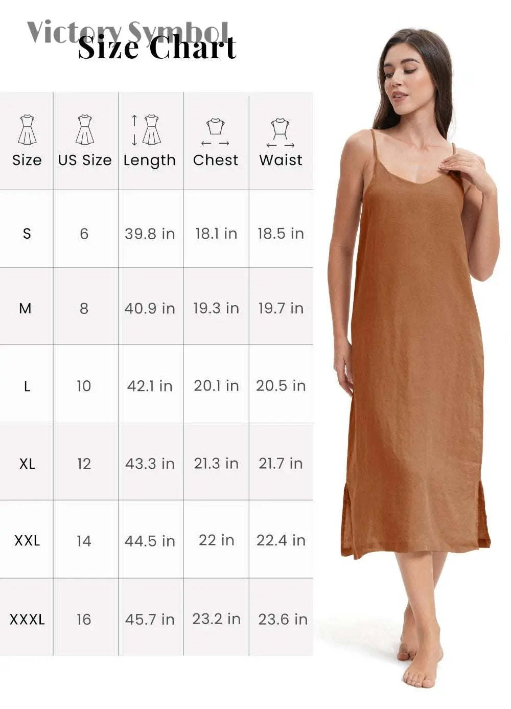 Rust 100% Organic Linen Midi Dress - Victory Symbol