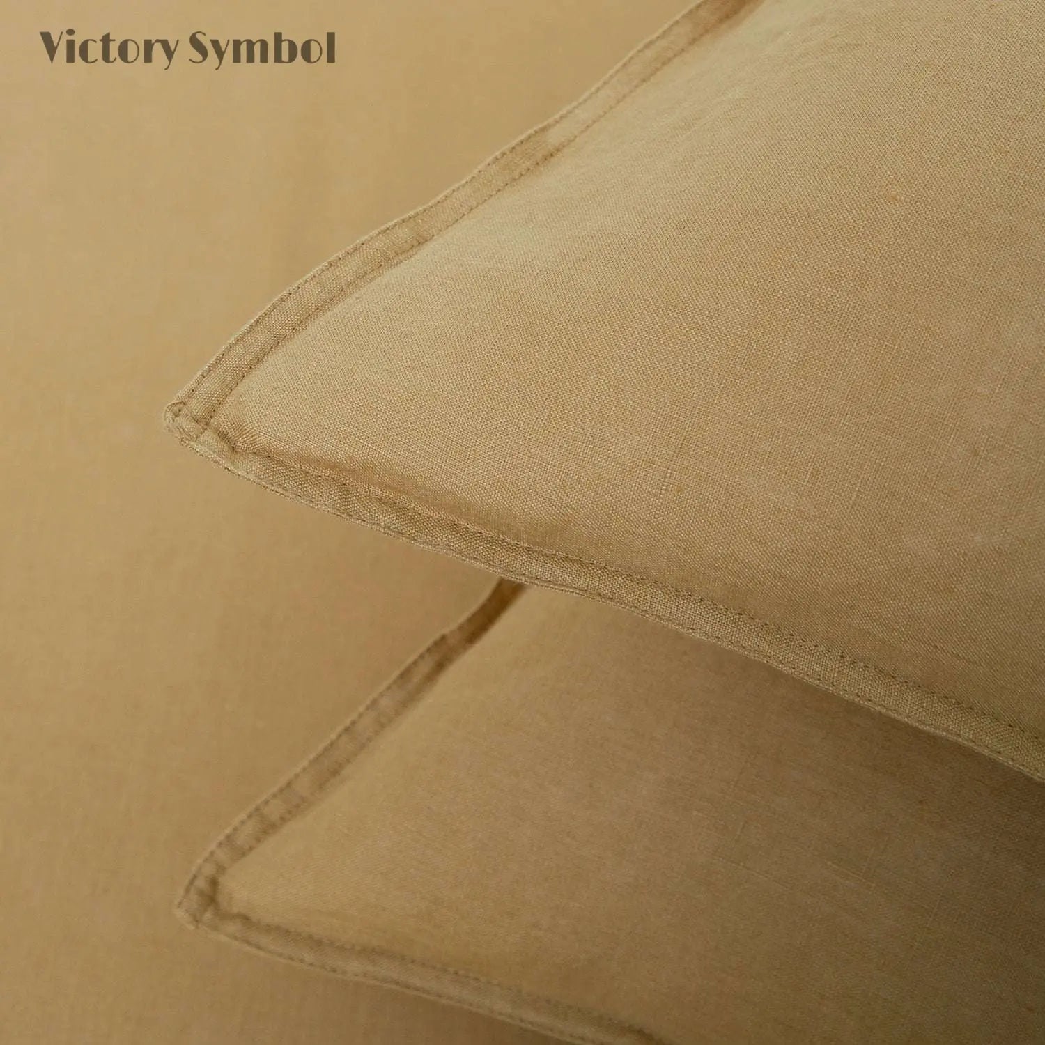 Sandy Beige 100% Organic Linen Pillowcases - Victory Symbol