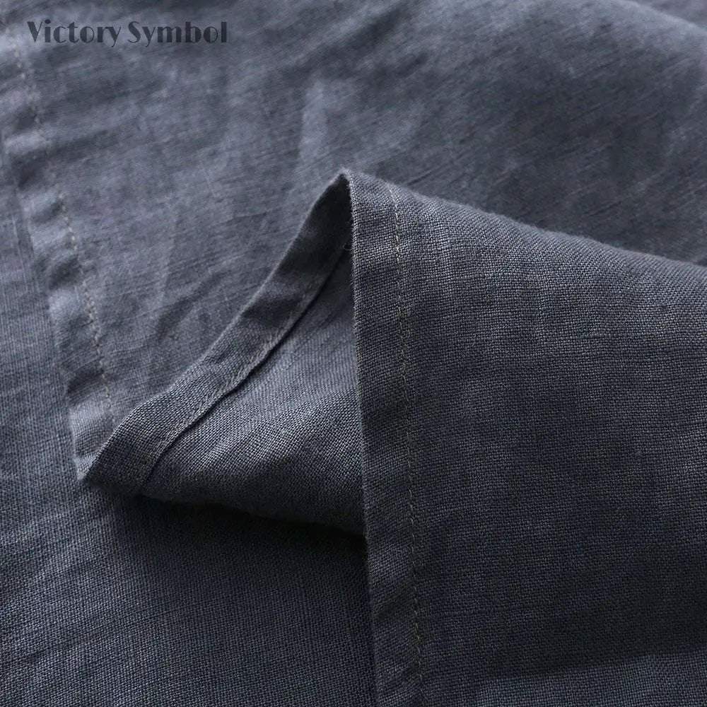 Silver Gray 100% Organic Linen Flat Sheet - Victory Symbol