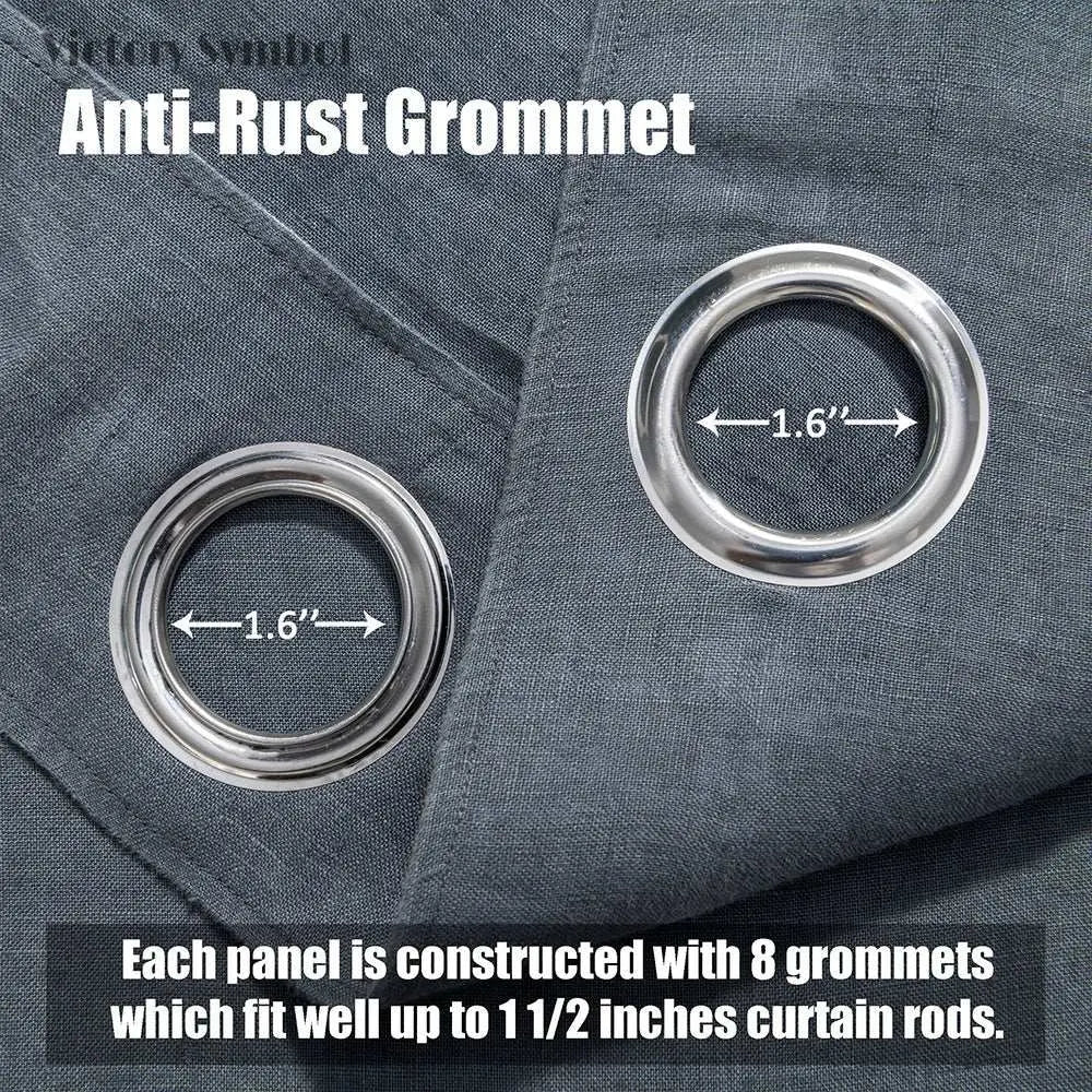 Silver Grey 100% Organic Linen Curtain for Bedroom Living Room - Victory Symbol