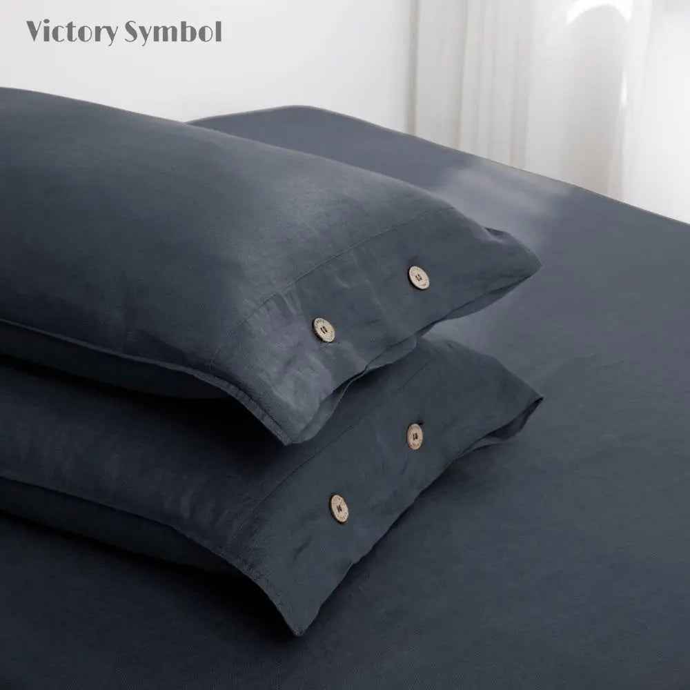 Silver Grey 100% Organic Linen Duvet Cover Set
